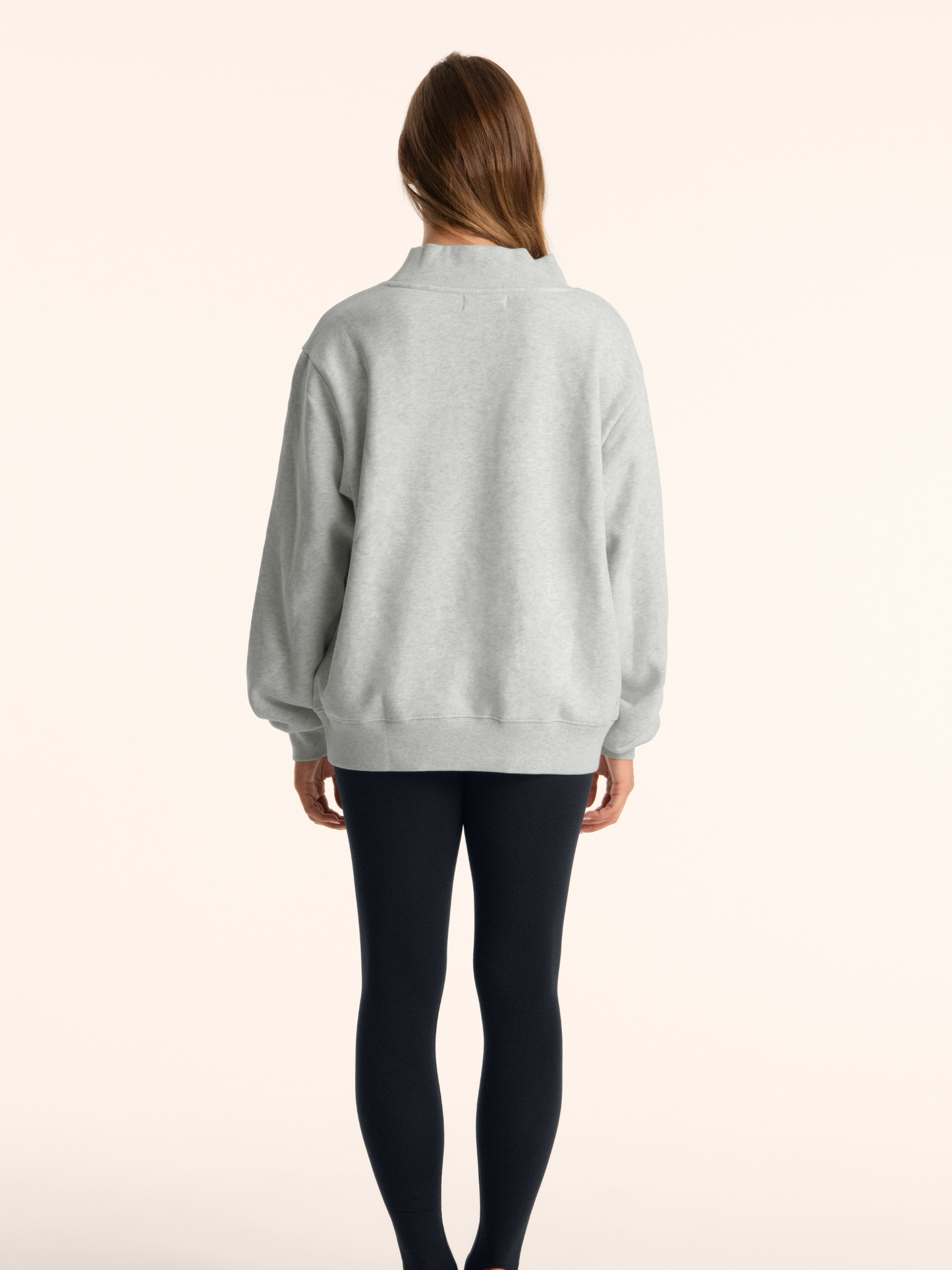 girl wearing Parke x SET Varsity Mockneck -ocra