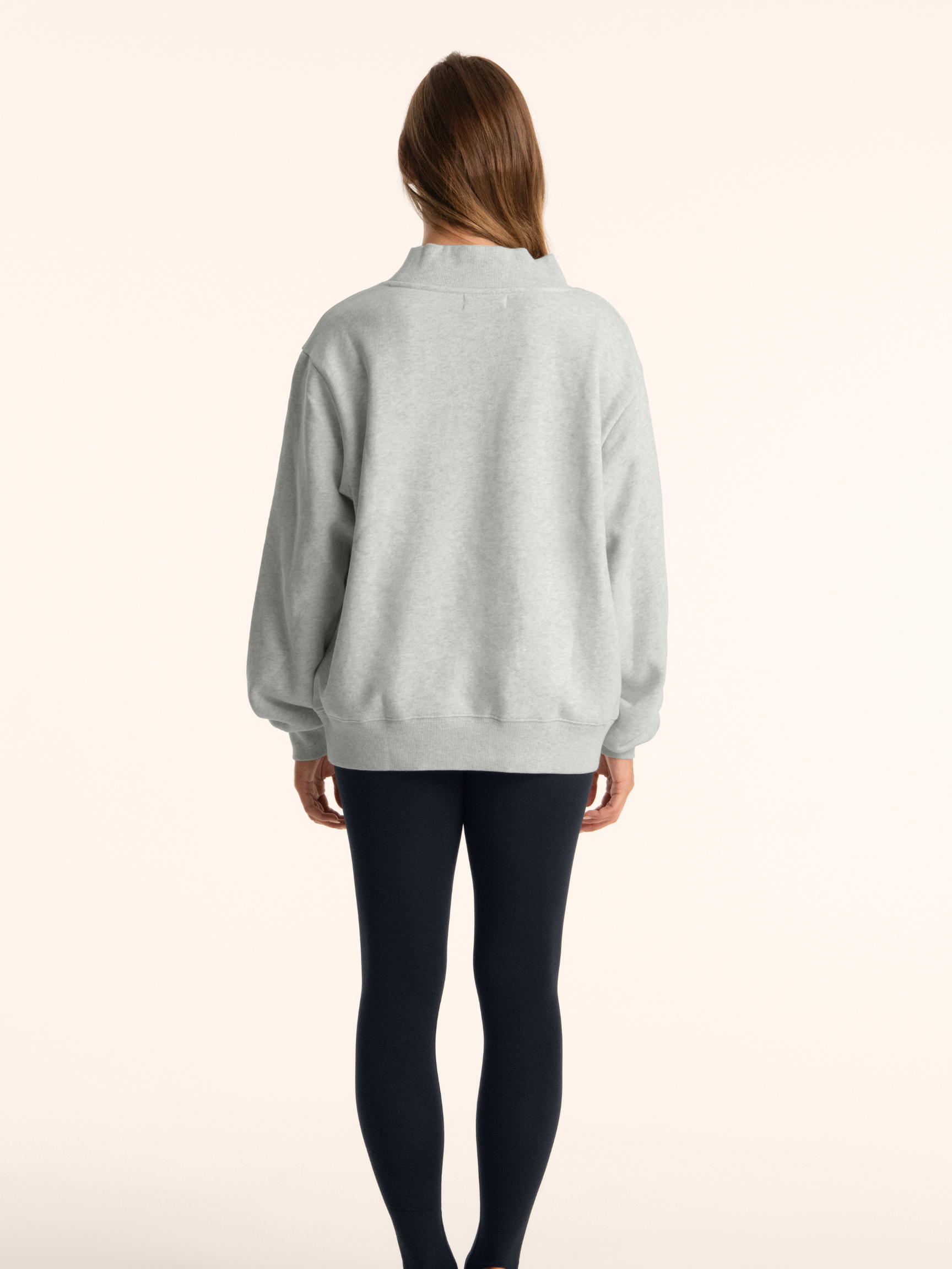 girl wearing Parke x SET Varsity Mockneck -ocra