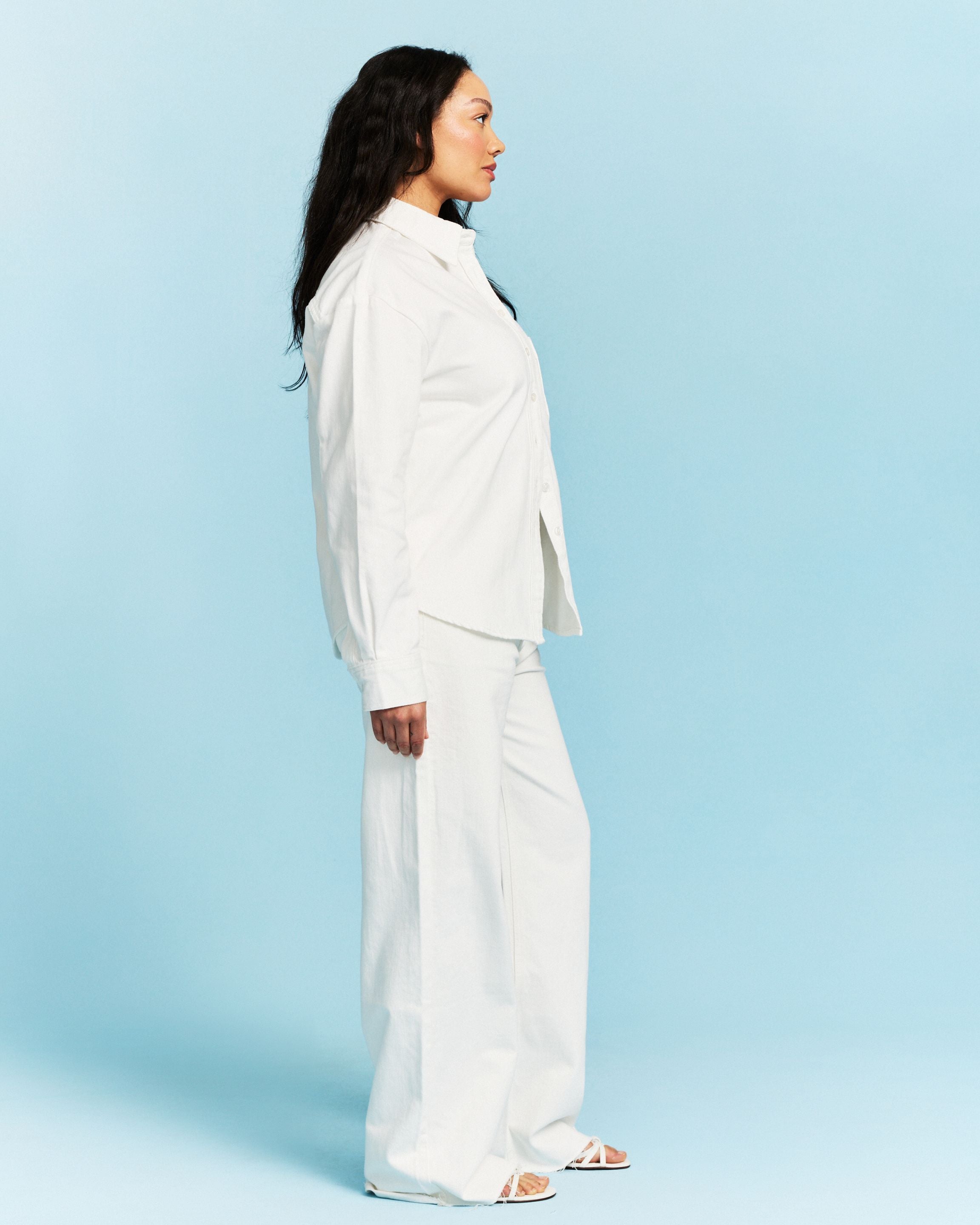 Long Sleeve Denim Shirt - White – PARKE