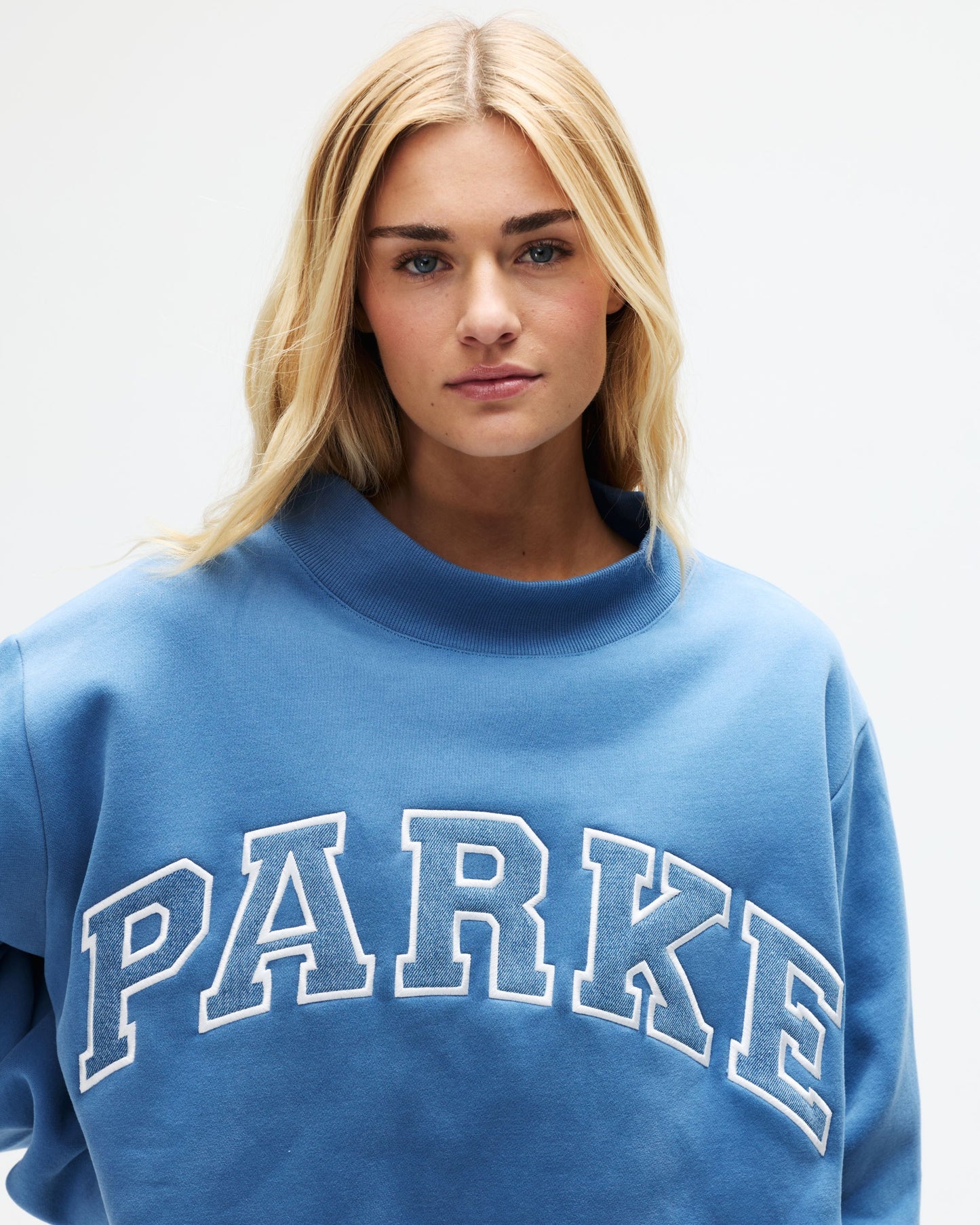 Vintage Denim Varsity Mockneck - Washed Indigo + Vintage Denim