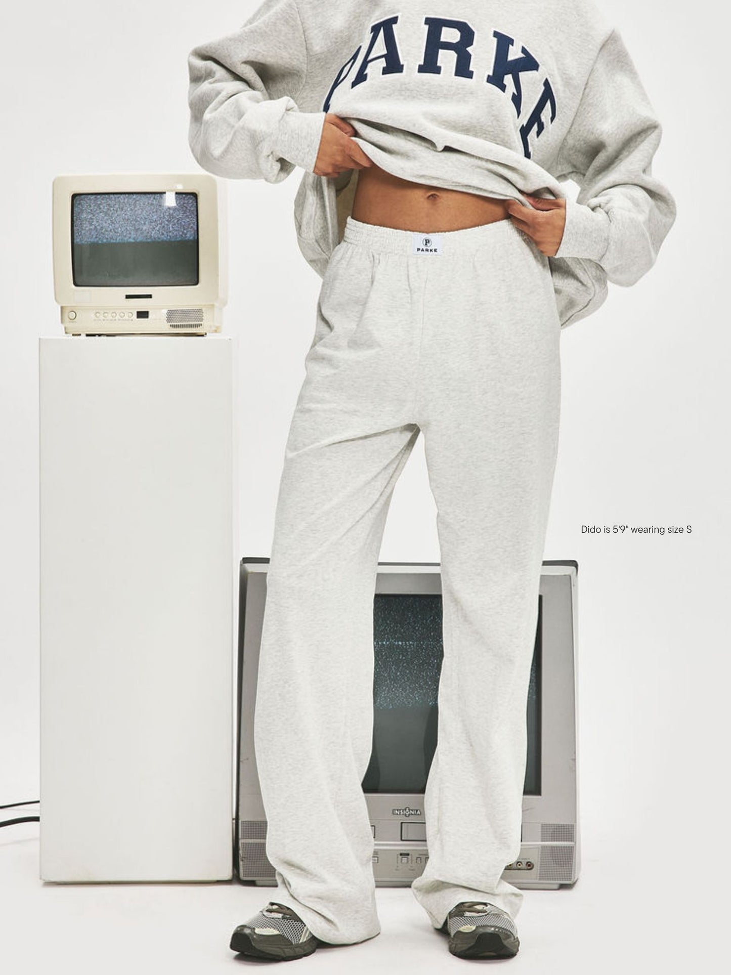 girl wearing Cotton Boxer Pants -classic grey