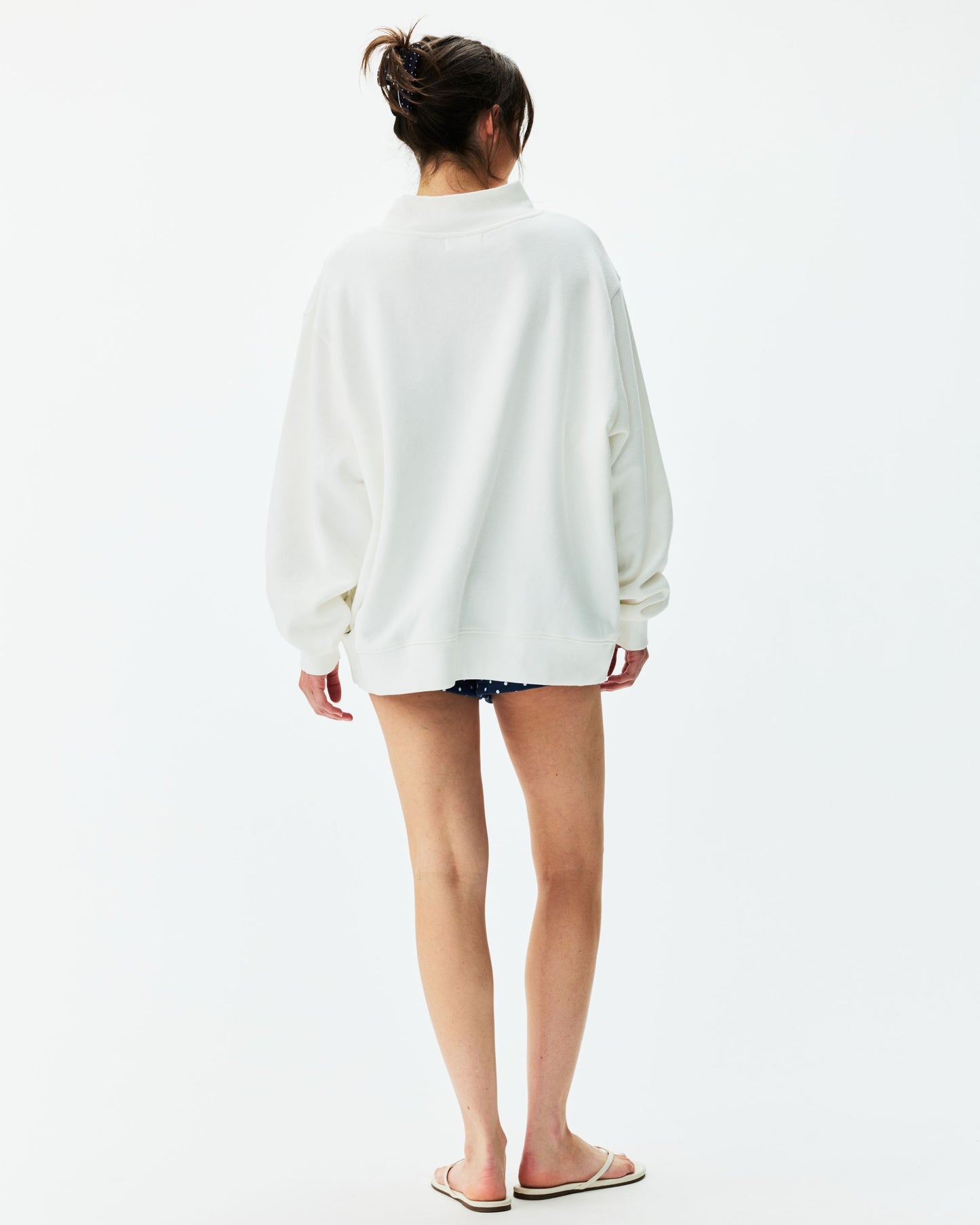 Preorder Polka Dot Letter Varsity Mockneck - White