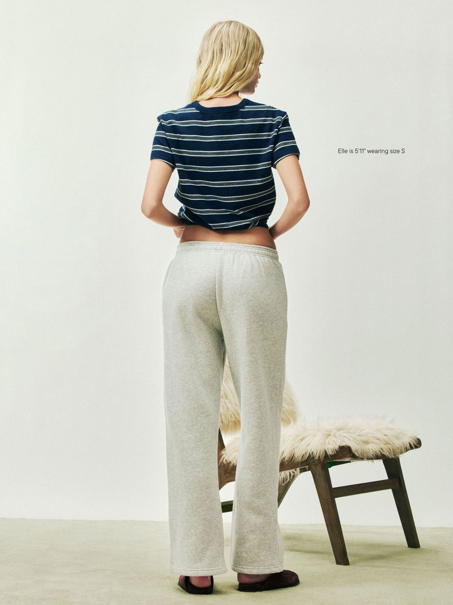 girl wearing Holiday Boxer Sweatpants -classic grey