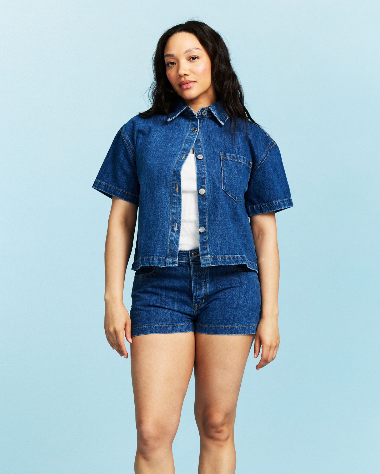 Denim Mini Shorts - Medium Wash