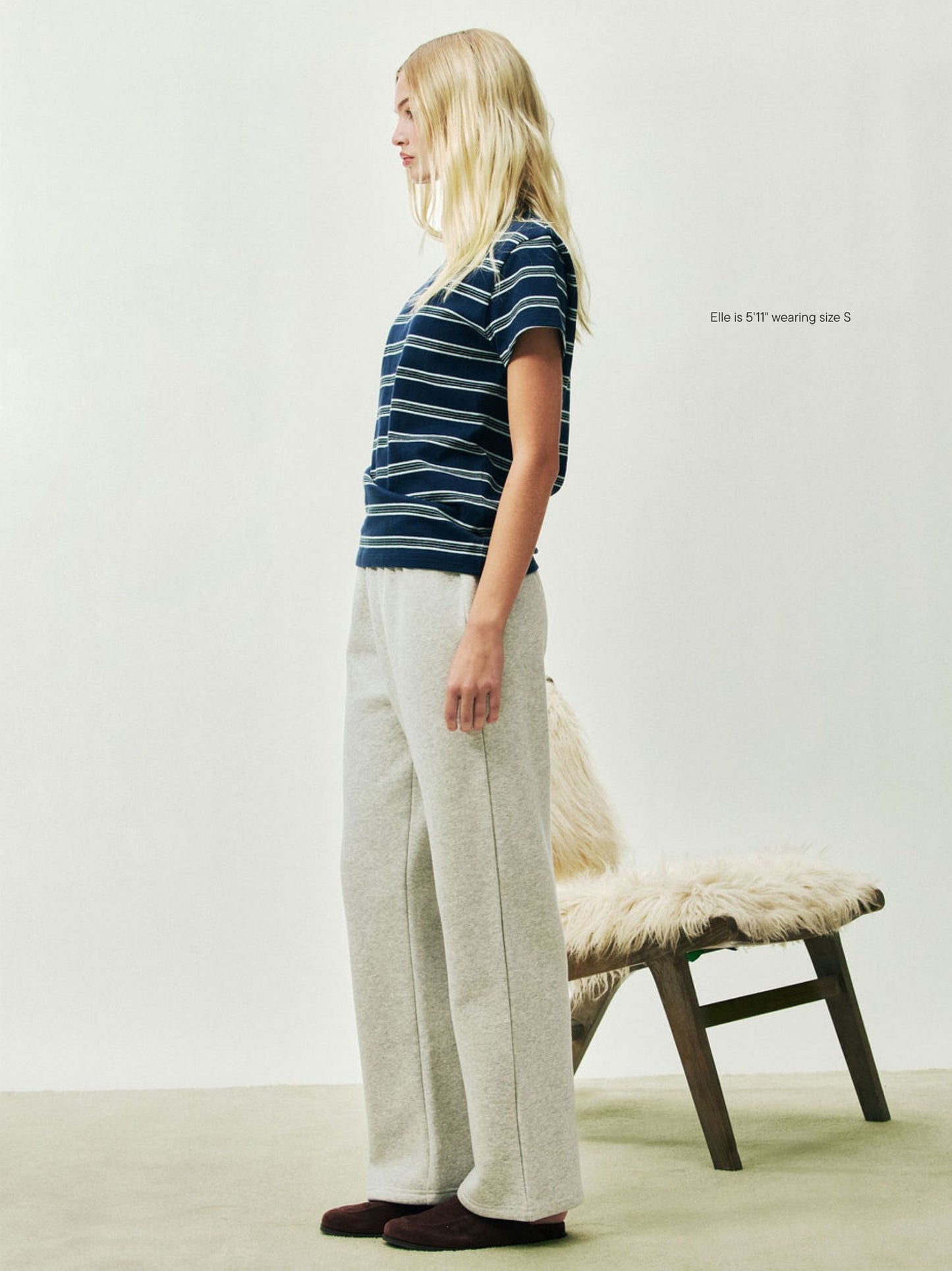 girl wearing Holiday Boxer Sweatpants -classic grey