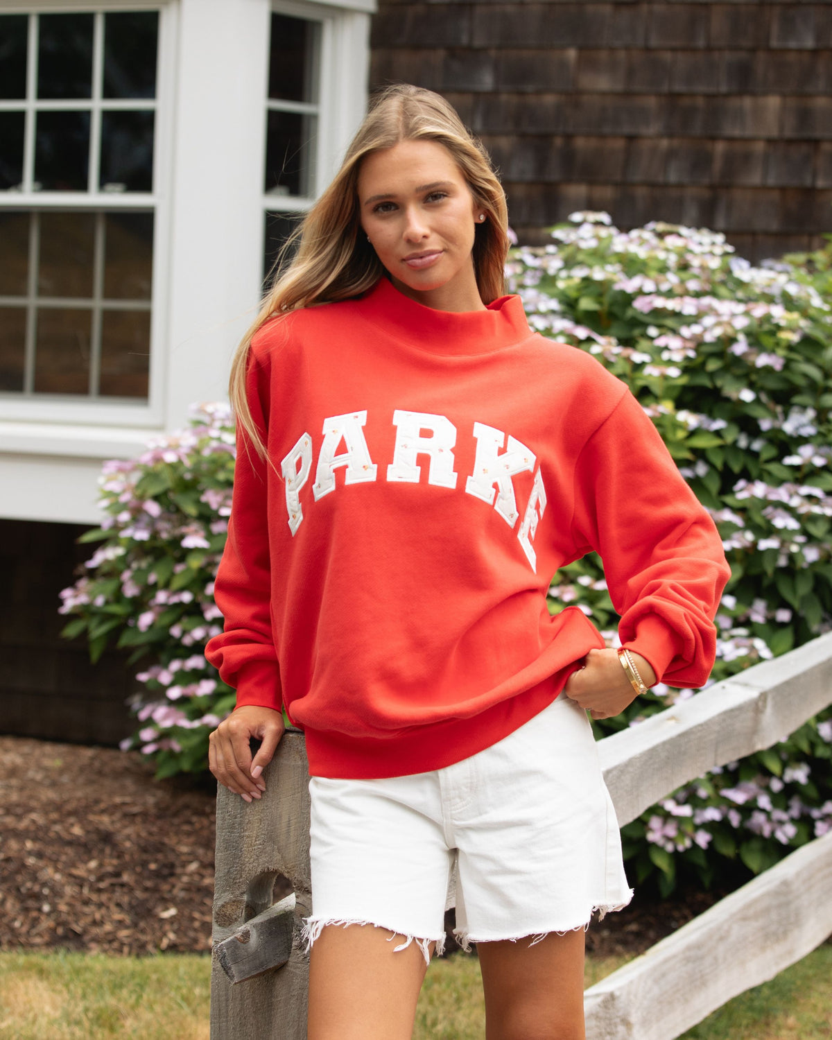 Varsity Mockneck - Ruby + Sunset Floral