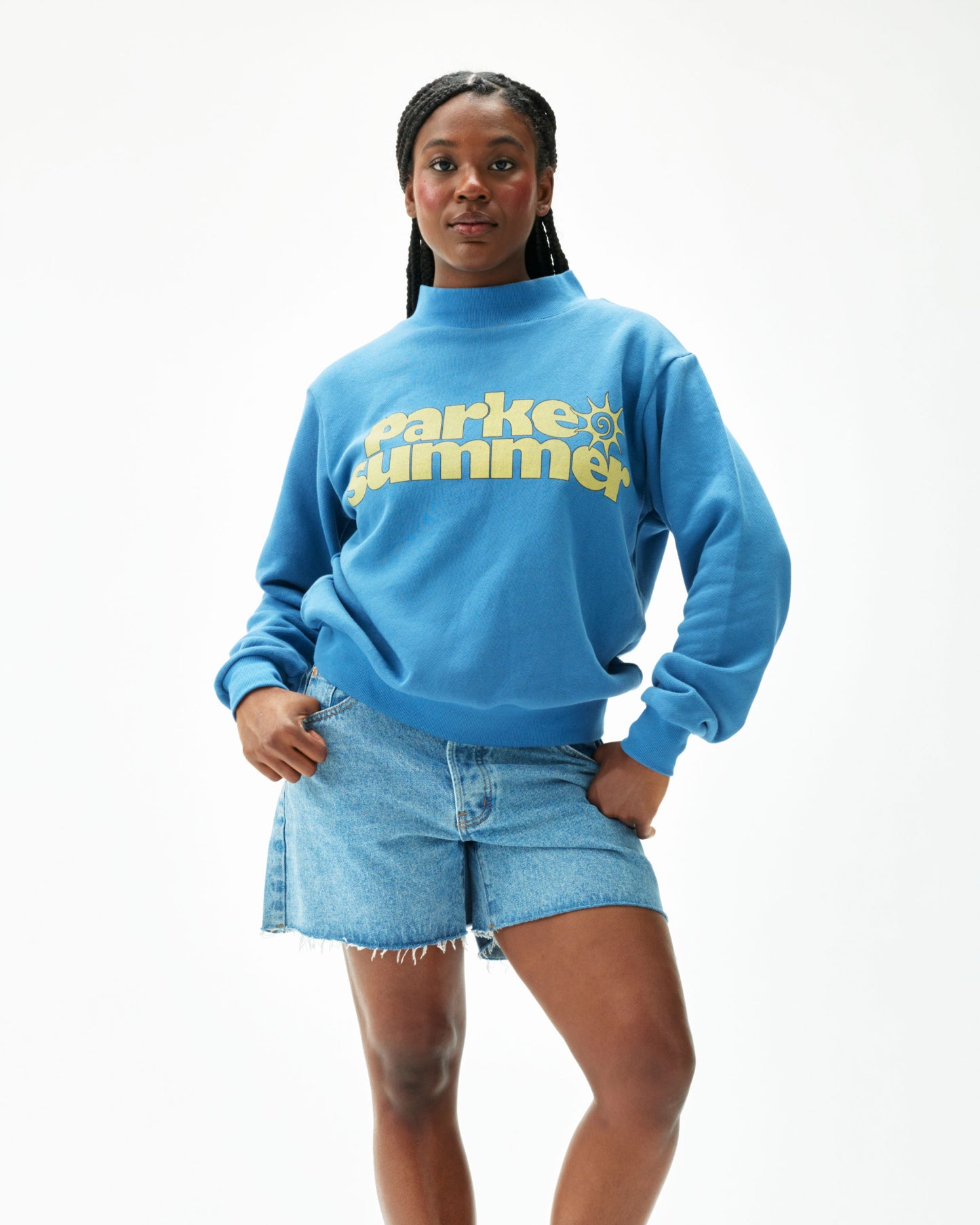 Graphic Mockneck - Washed Indigo