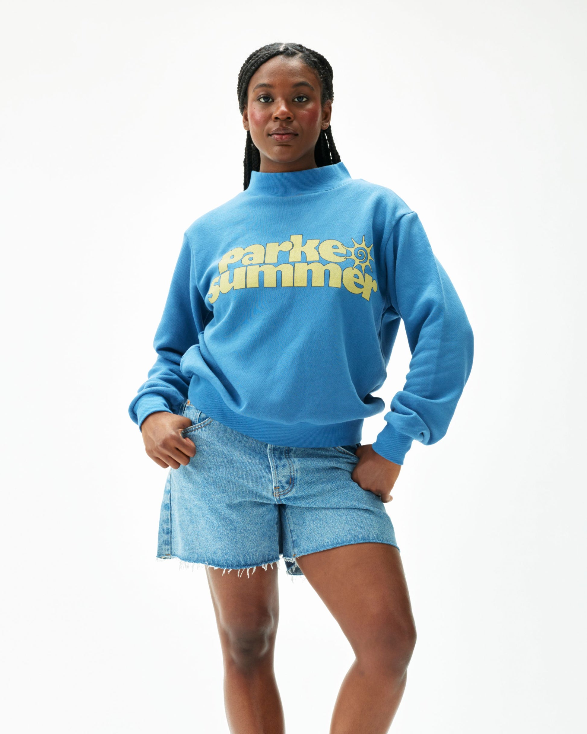 Graphic Mockneck - Washed Indigo