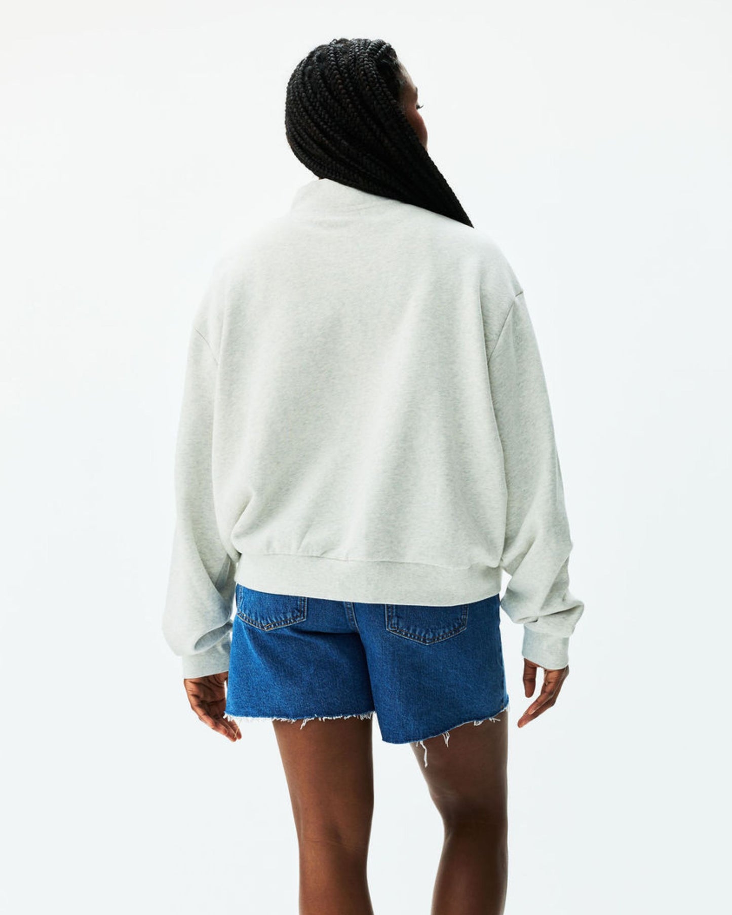 Varsity Zip Up - Heather Grey + Denim