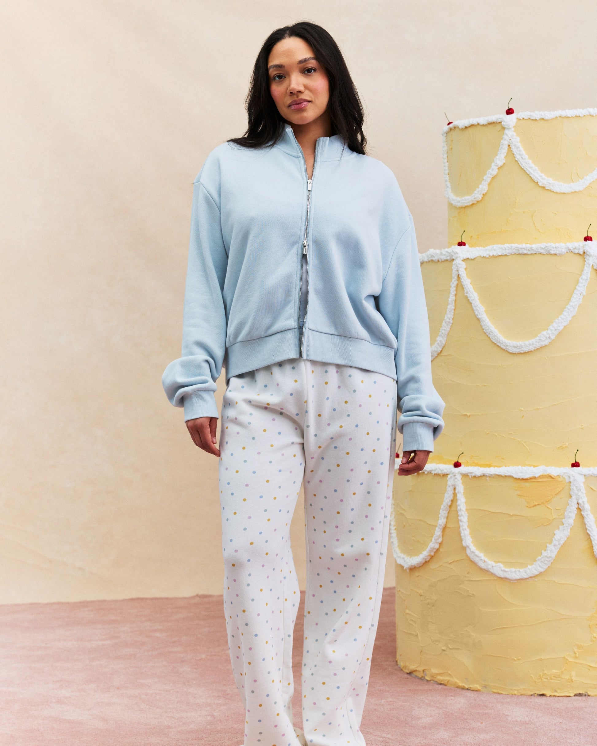 Zip Up Mockneck - Frosting