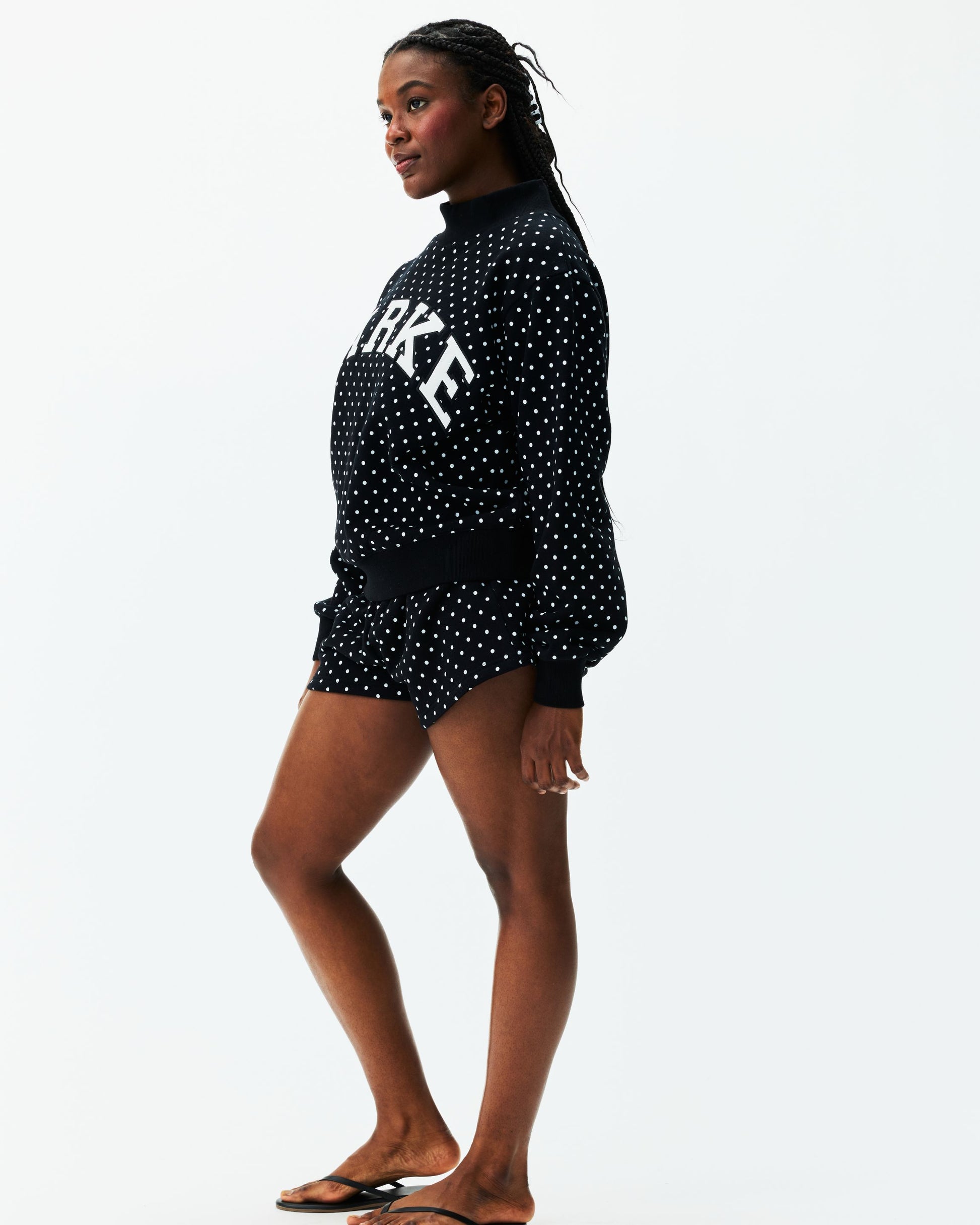 Polka Dot Varsity Mockneck - Black Polka Dot