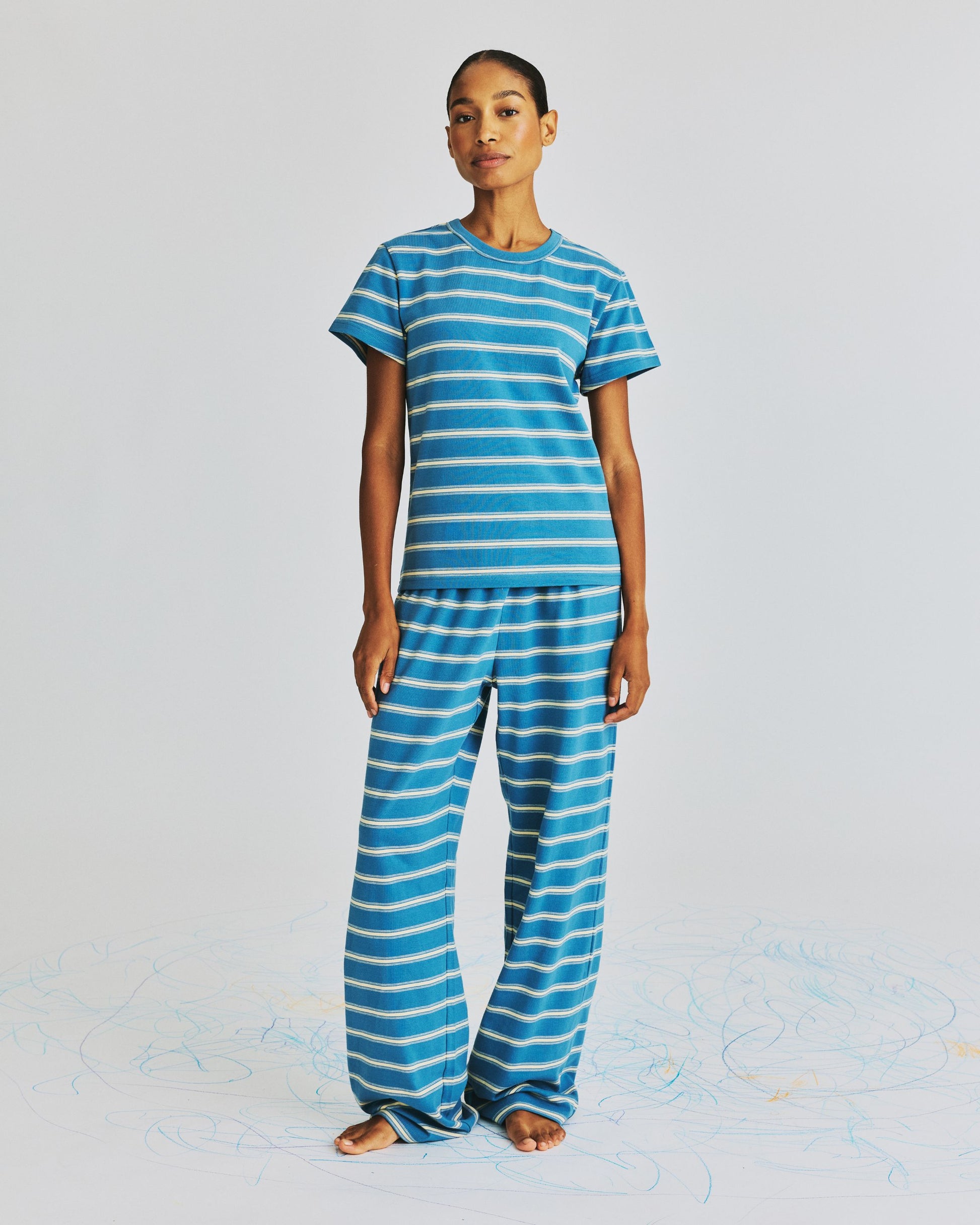Striped T-Shirt - Washed Indigo Stripe