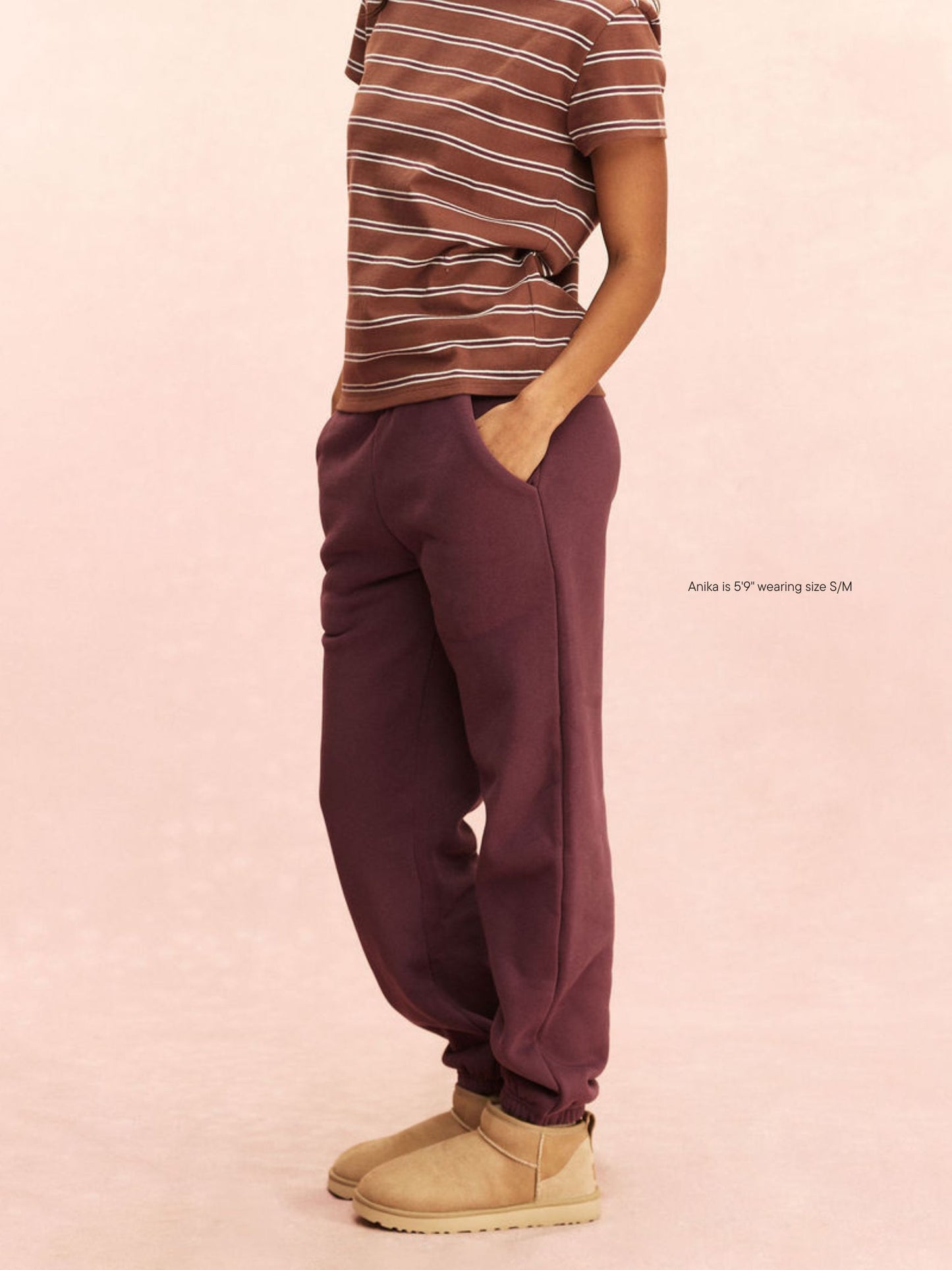 girl wearing Tonal Drawstring Unisex Sweatpants -eggplant