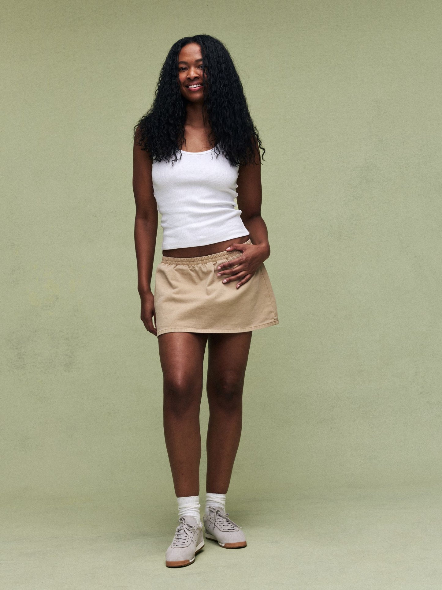 Elastic Mini Skirt - Camel