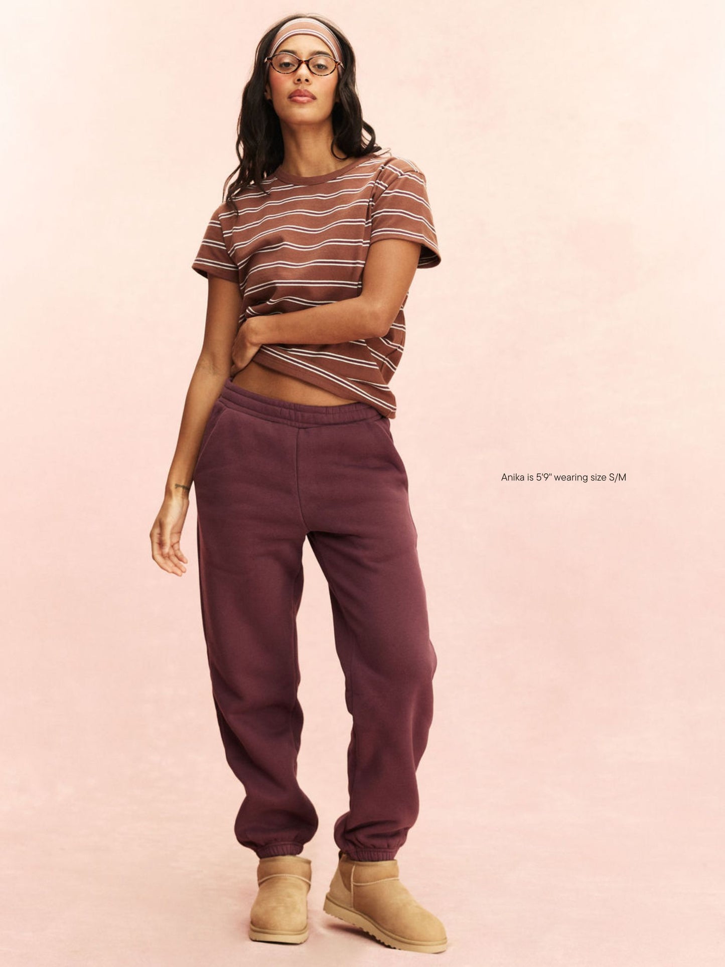 girl wearing Tonal Drawstring Unisex Sweatpants -eggplant