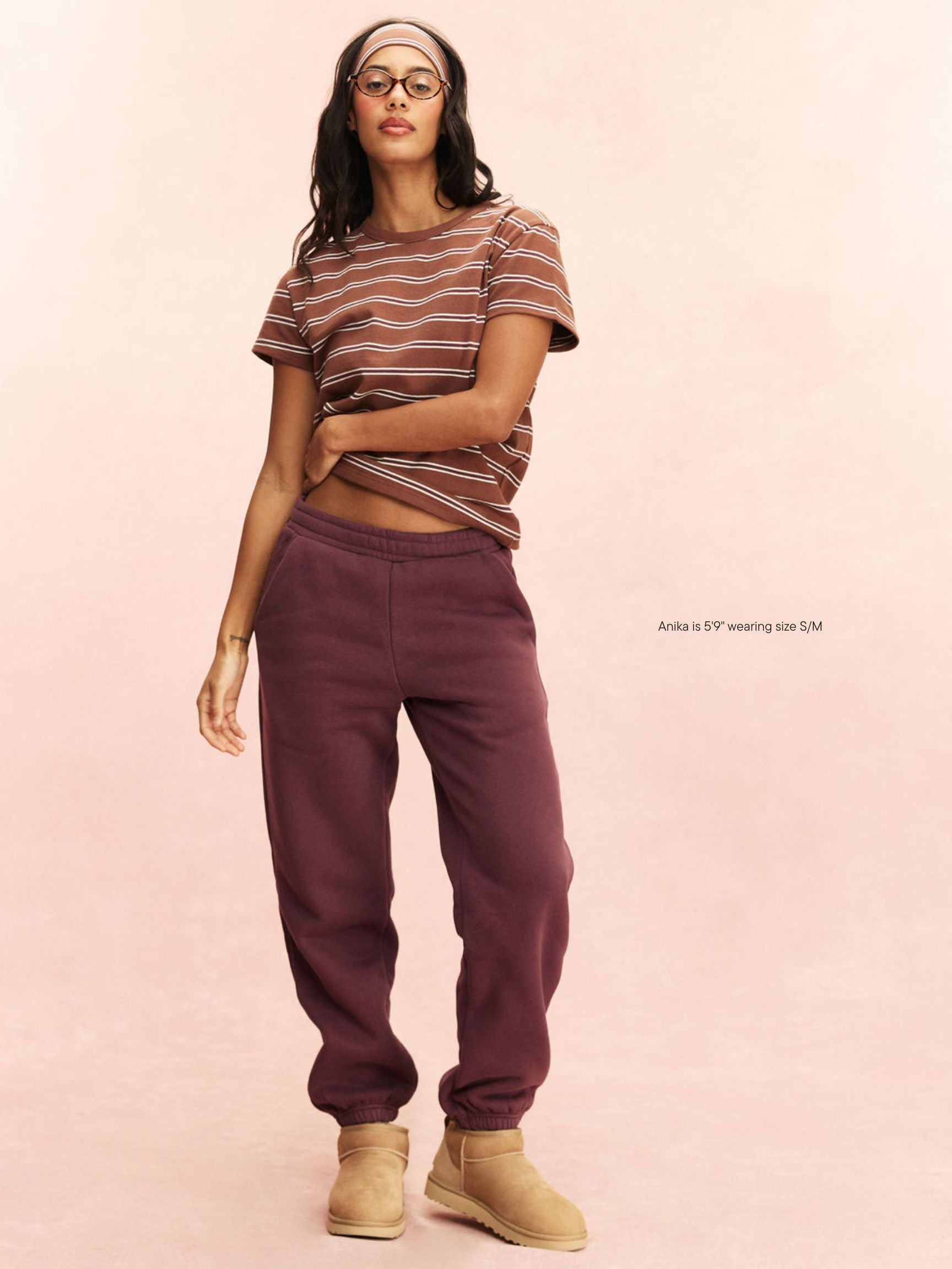 girl wearing Tonal Drawstring Unisex Sweatpants -eggplant