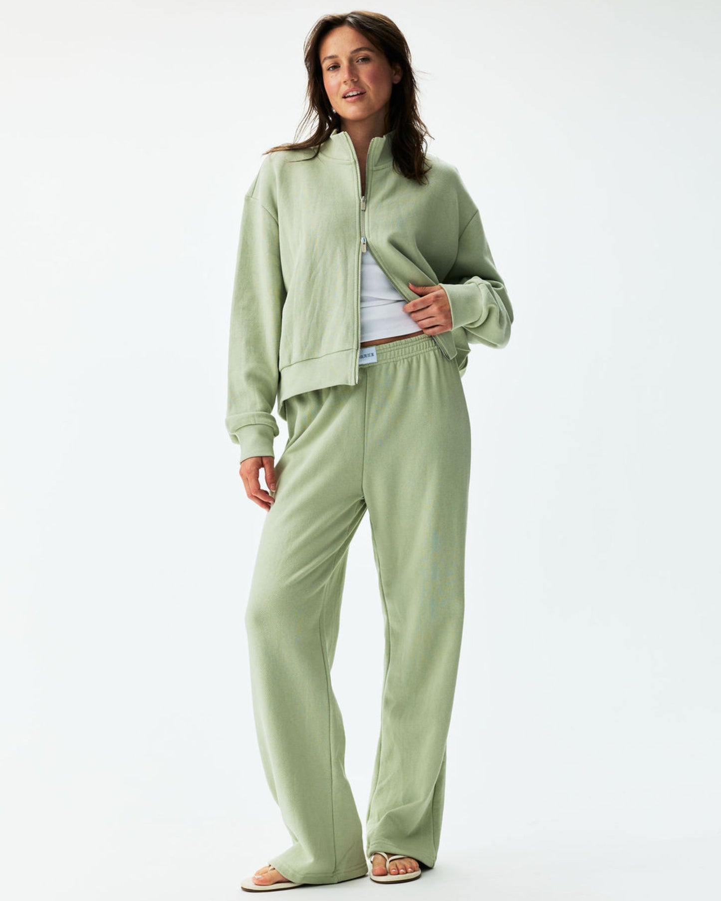 Zip Up Mockneck - Seafoam