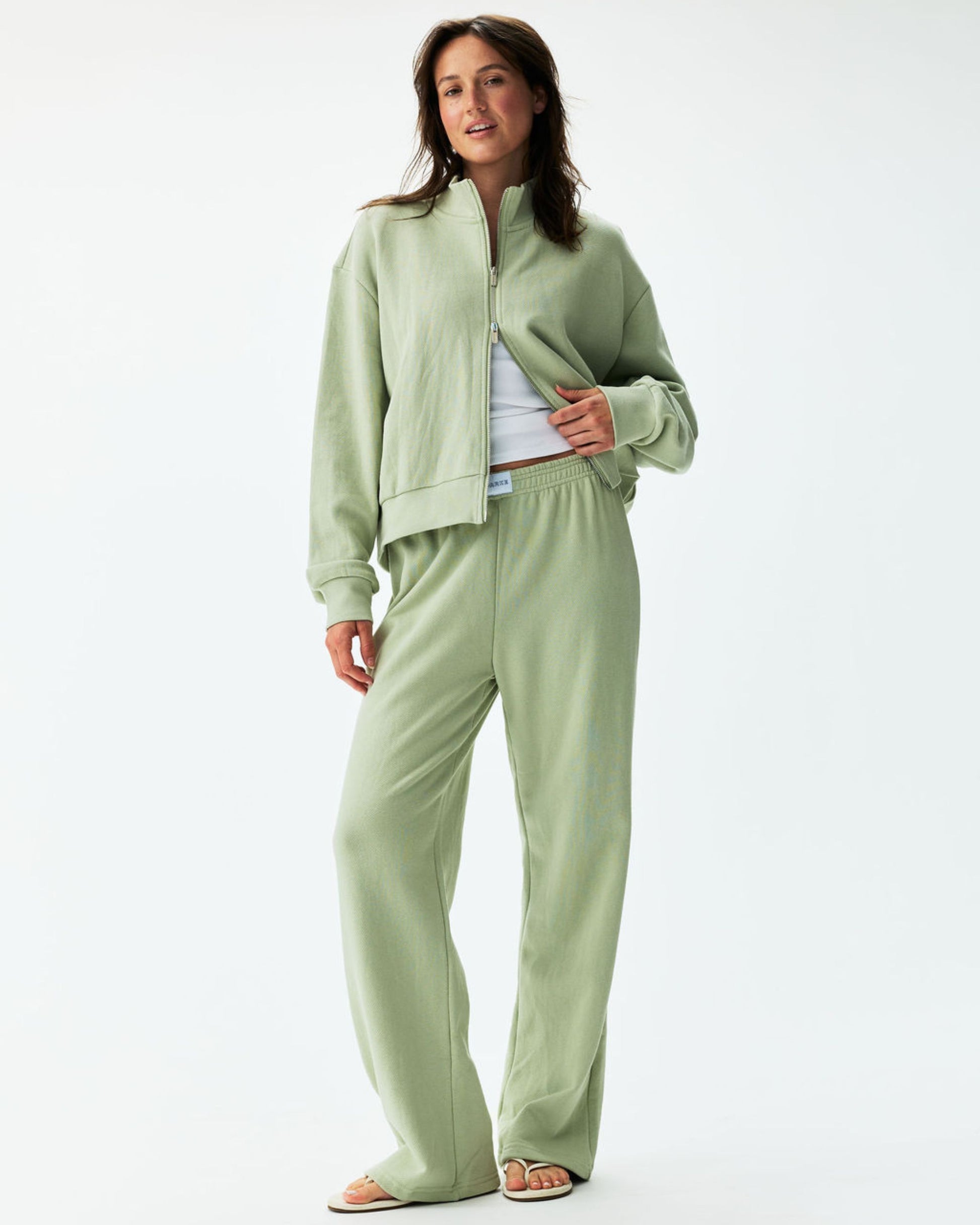 Zip Up Mockneck - Seafoam