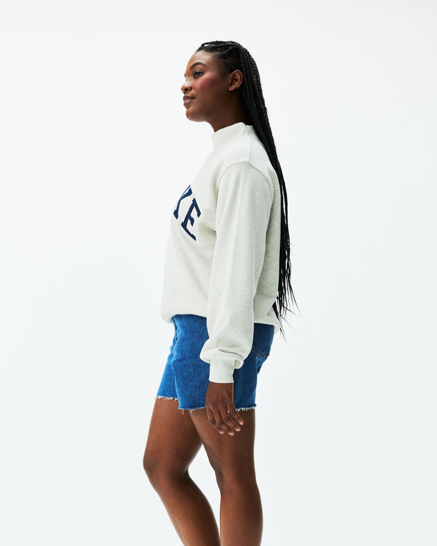 Heritage Parke OG Varsity Mockneck - Heather Grey + Denim