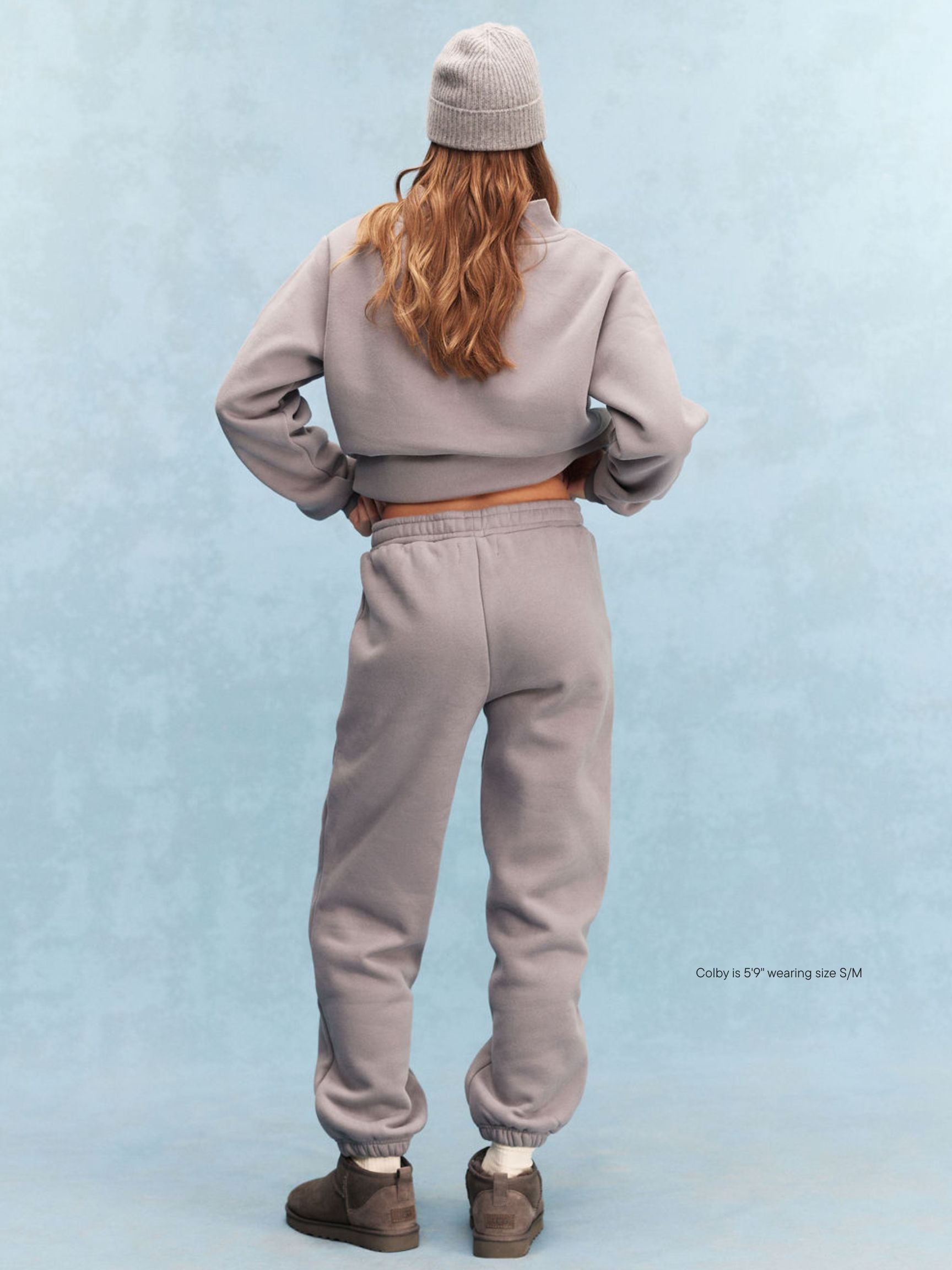 girl wearing Tonal Drawstring Unisex Sweatpants -stone