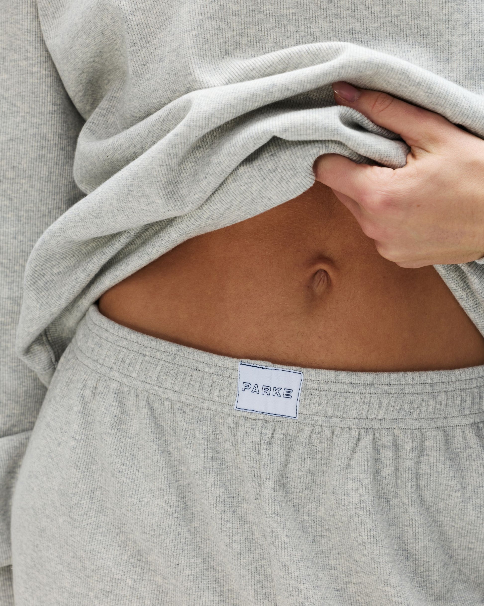 Ribbed Cotton Boxer Pant - Grey