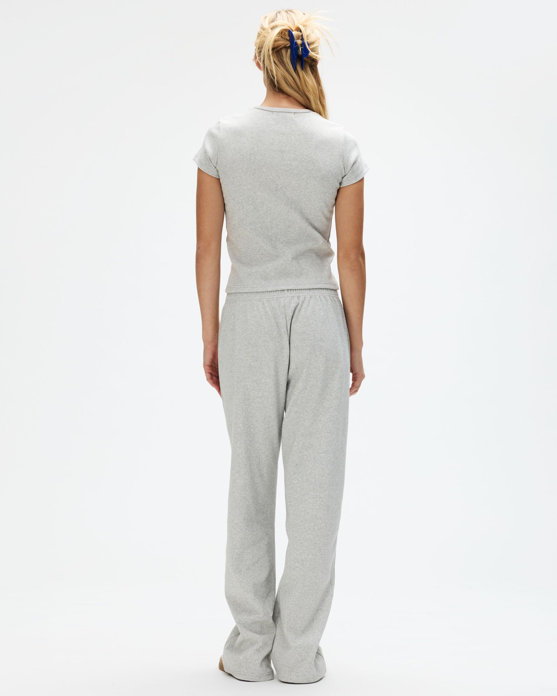 Ribbed Short Sleeve T-Shirt - Grey