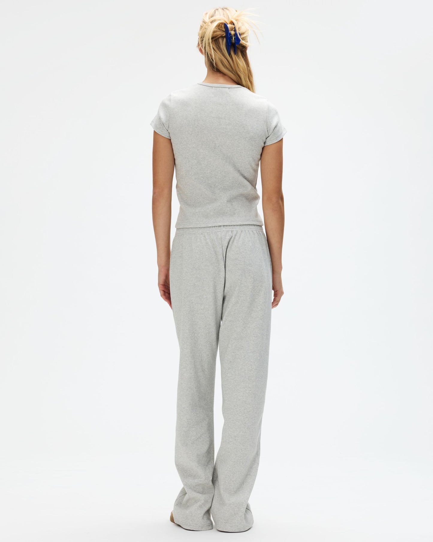 Ribbed Cotton Boxer Pant - Grey