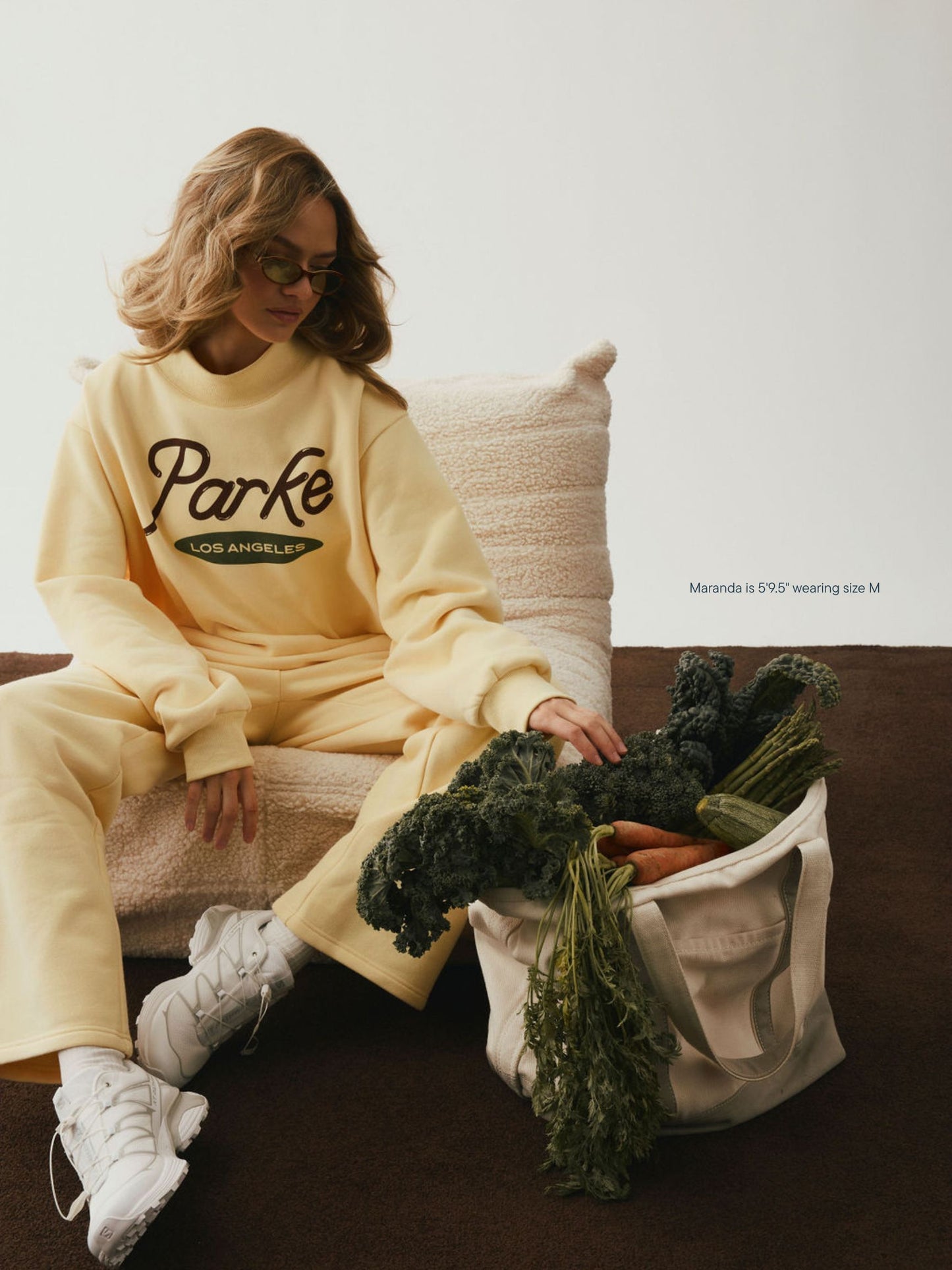 girl wearing Boxer Sweatpants -peel