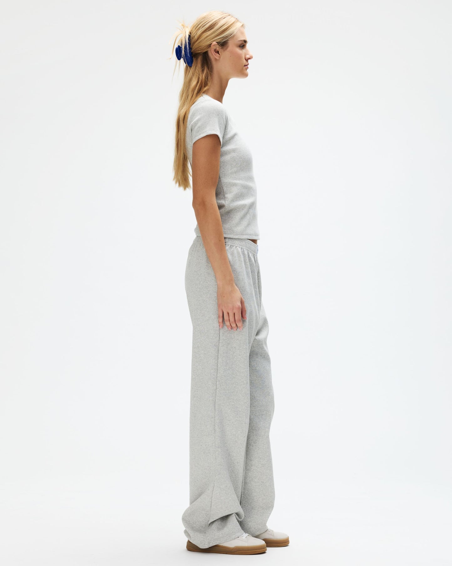 Ribbed Cotton Boxer Pant - Grey