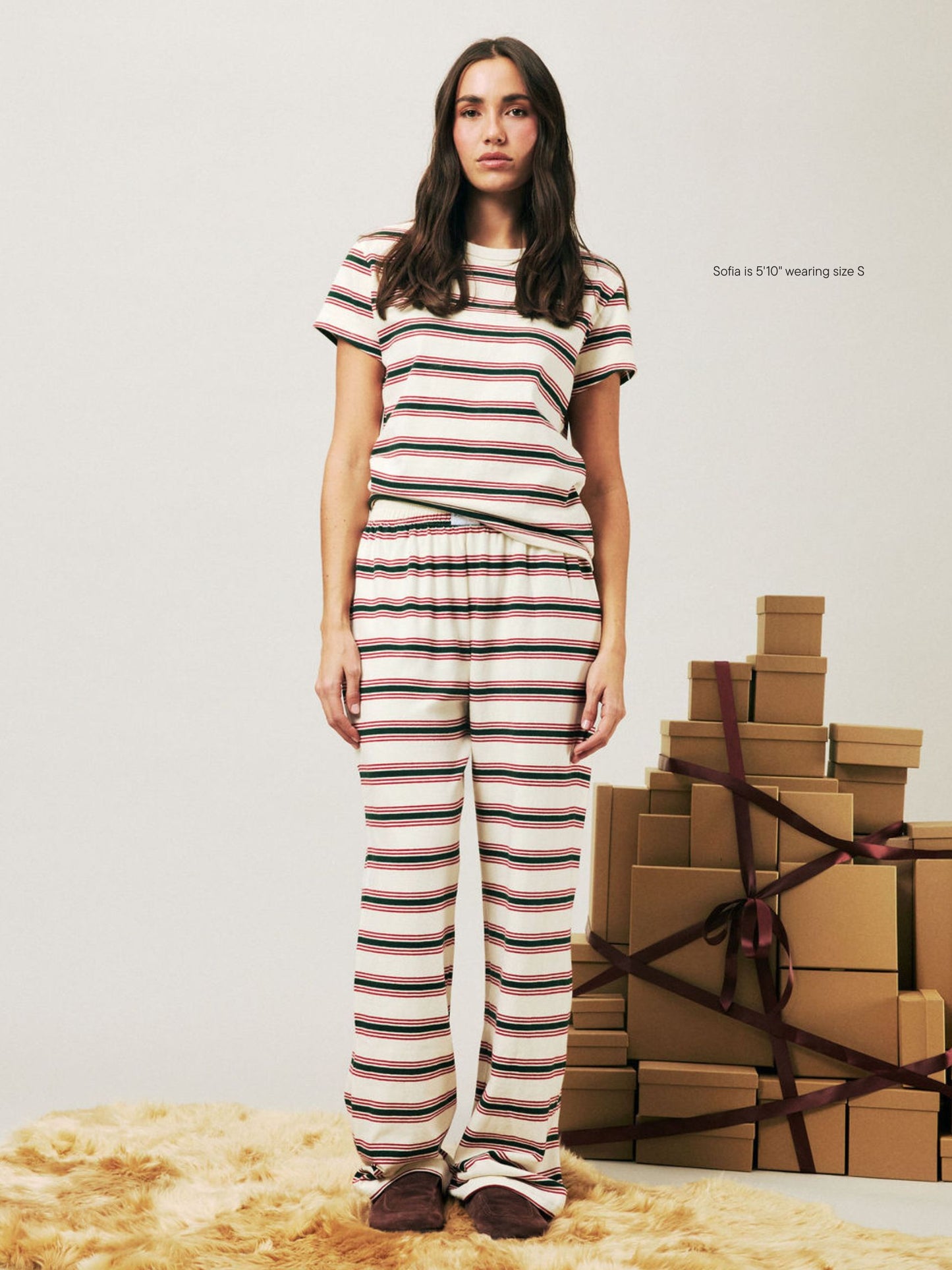 Holiday Striped T-Shirt -eggnog stripe