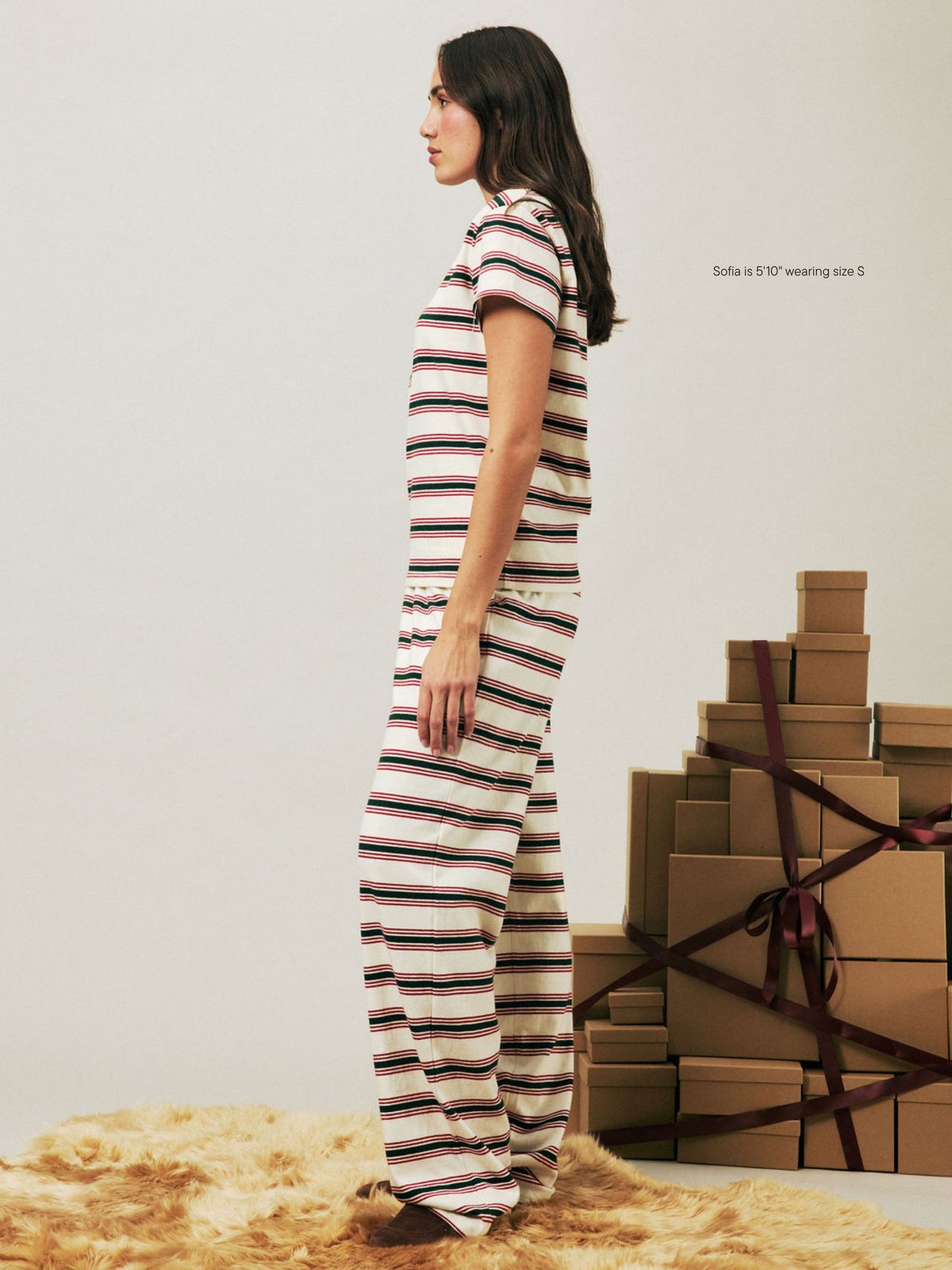 Holiday Striped T-Shirt -eggnog stripe