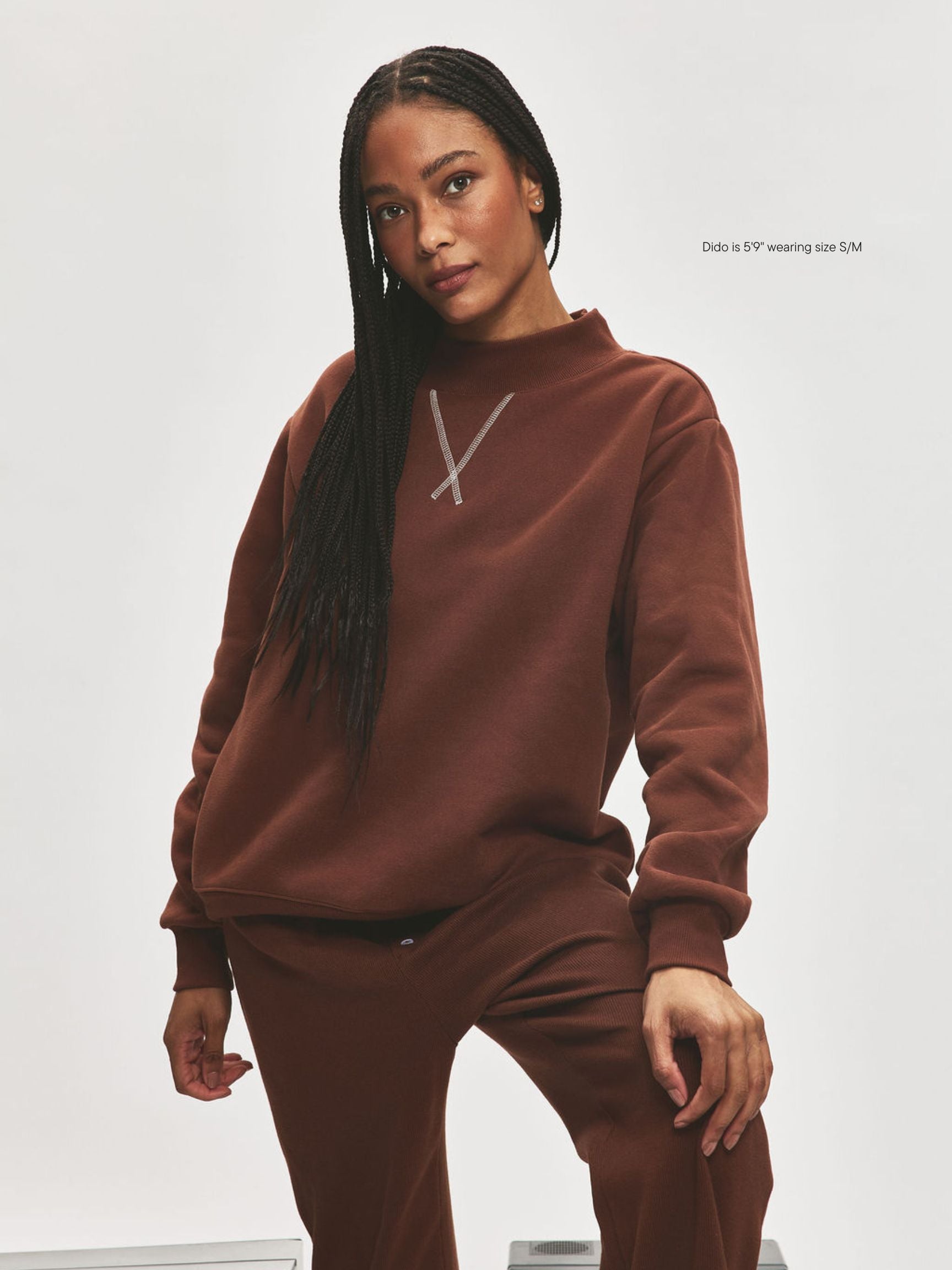 girl wearing Classic Mockneck -mocha