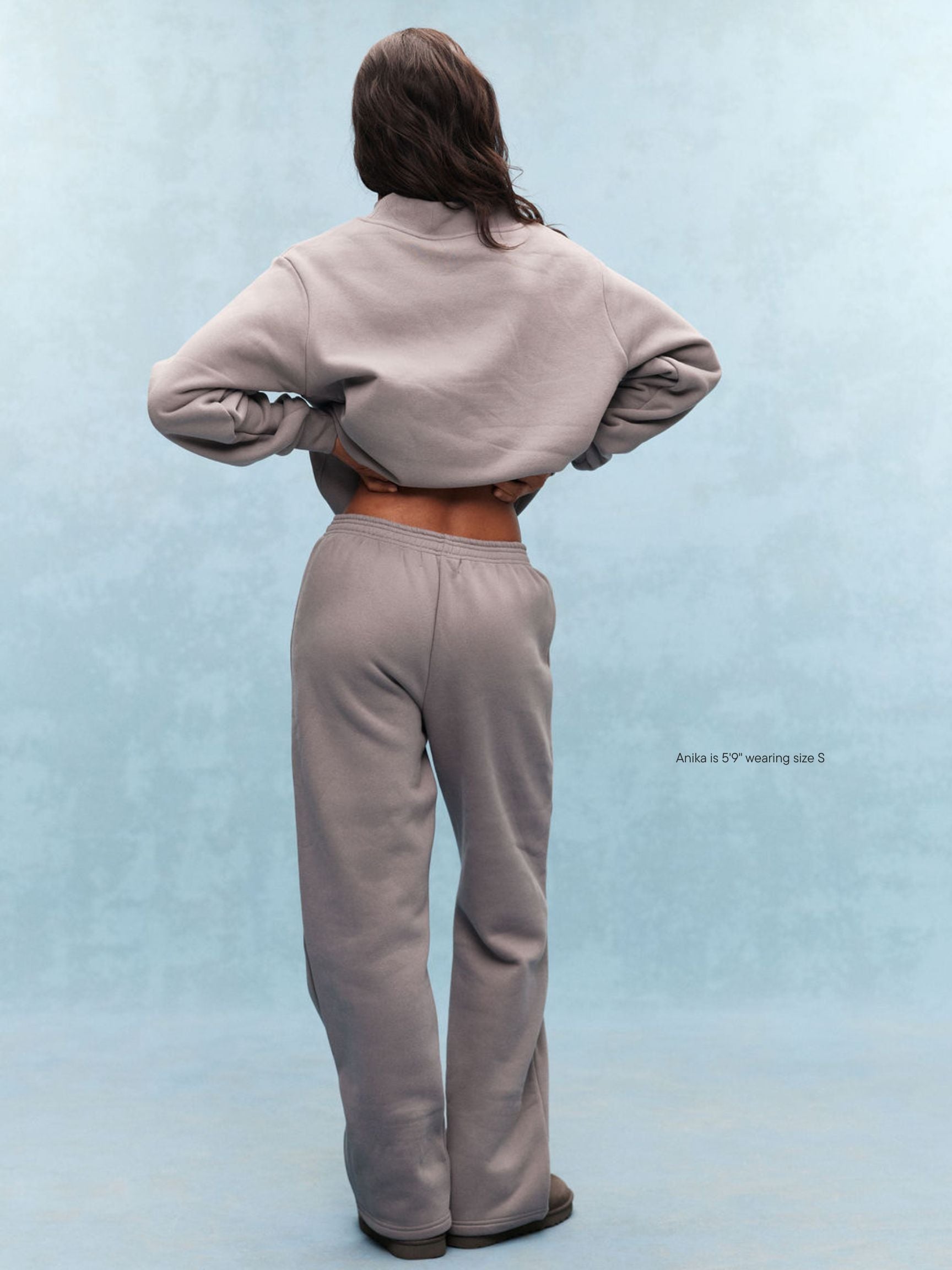 girl wearing Tonal Boxer Sweatpants -stone