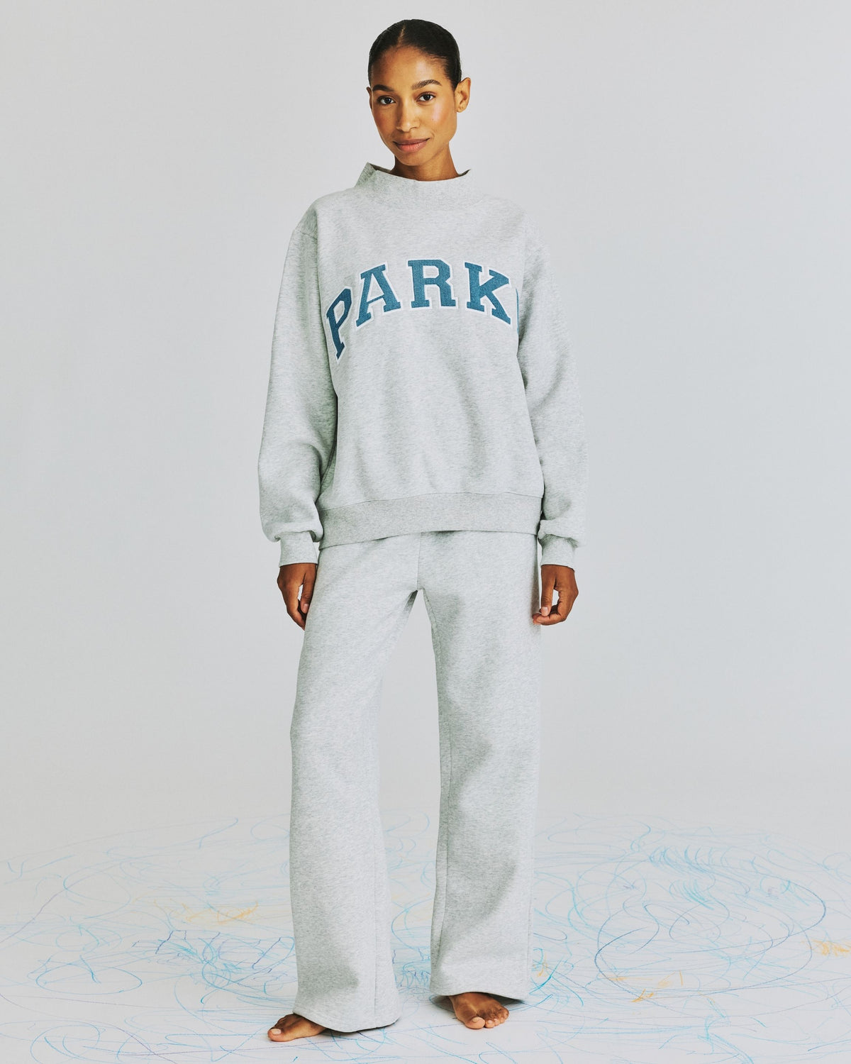 Vintage Denim Varsity Mockneck - Classic Grey + Vintage Denim