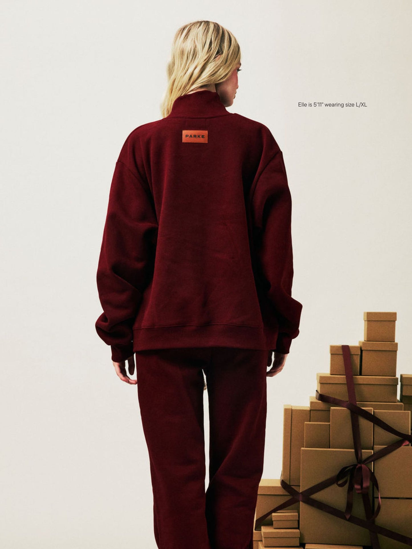 girl wearing Holiday Classic Turtleneck -maroon