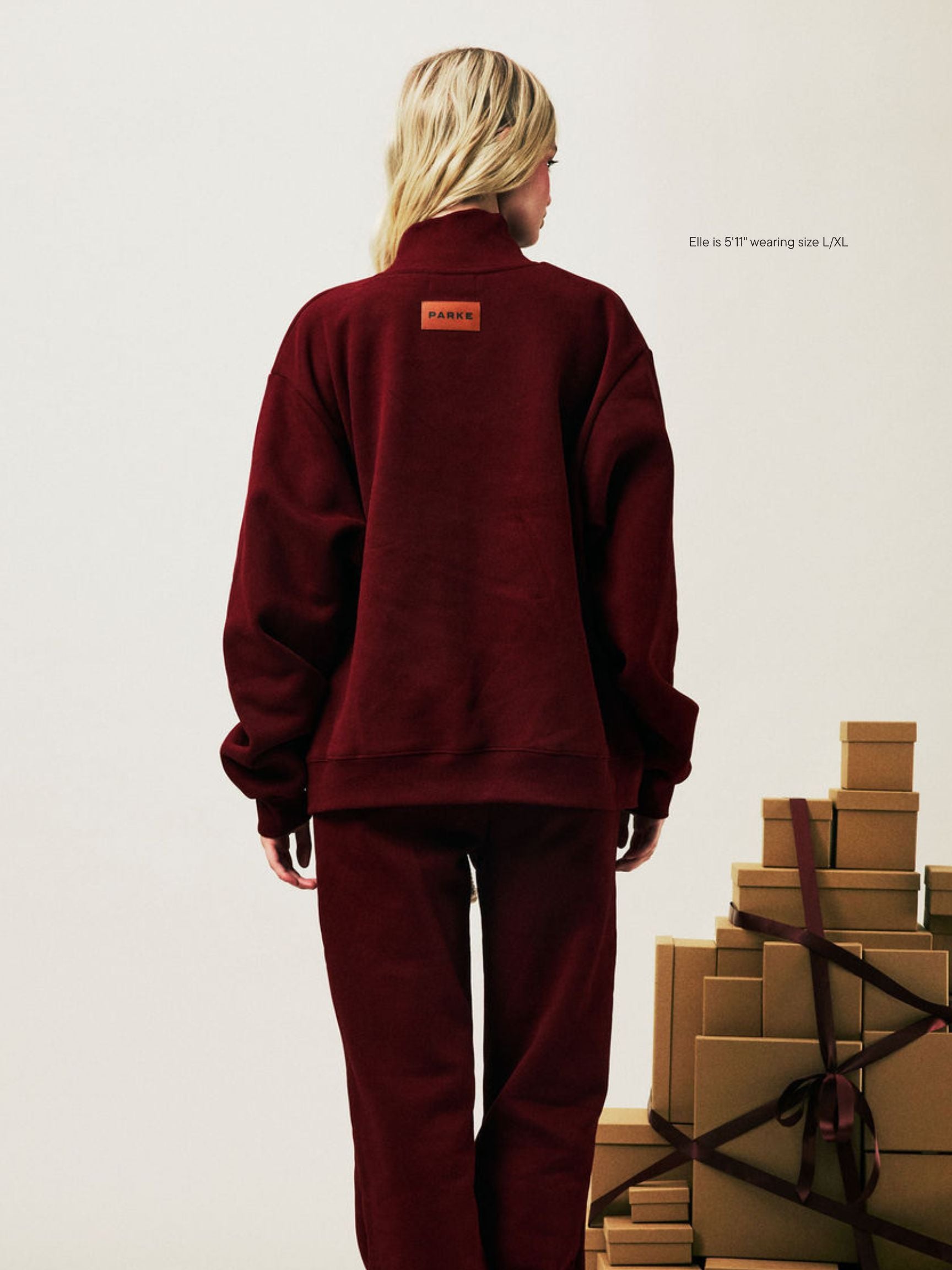 girl wearing Holiday Classic Turtleneck -maroon