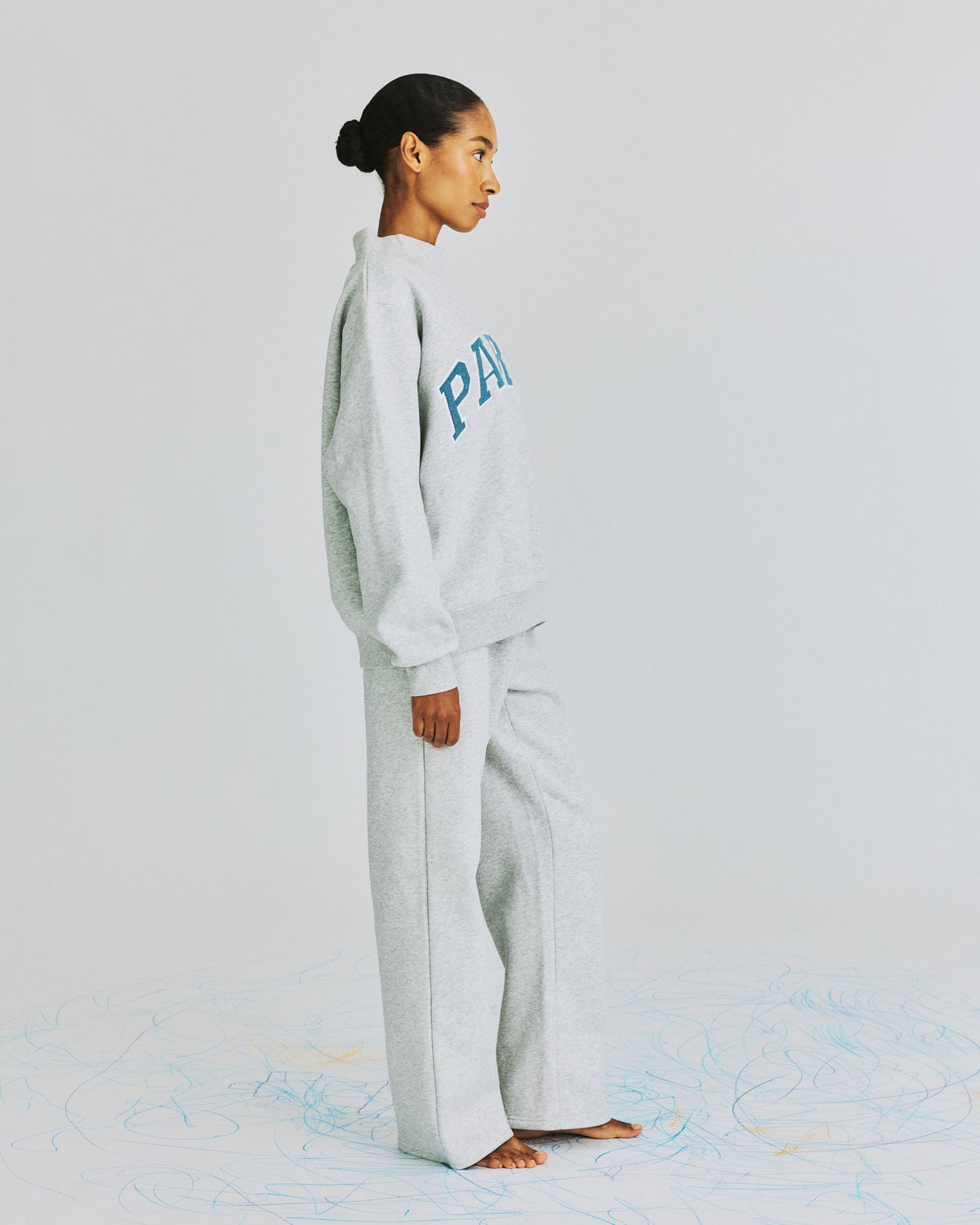 Vintage Denim Varsity Mockneck - Classic Grey + Vintage Denim