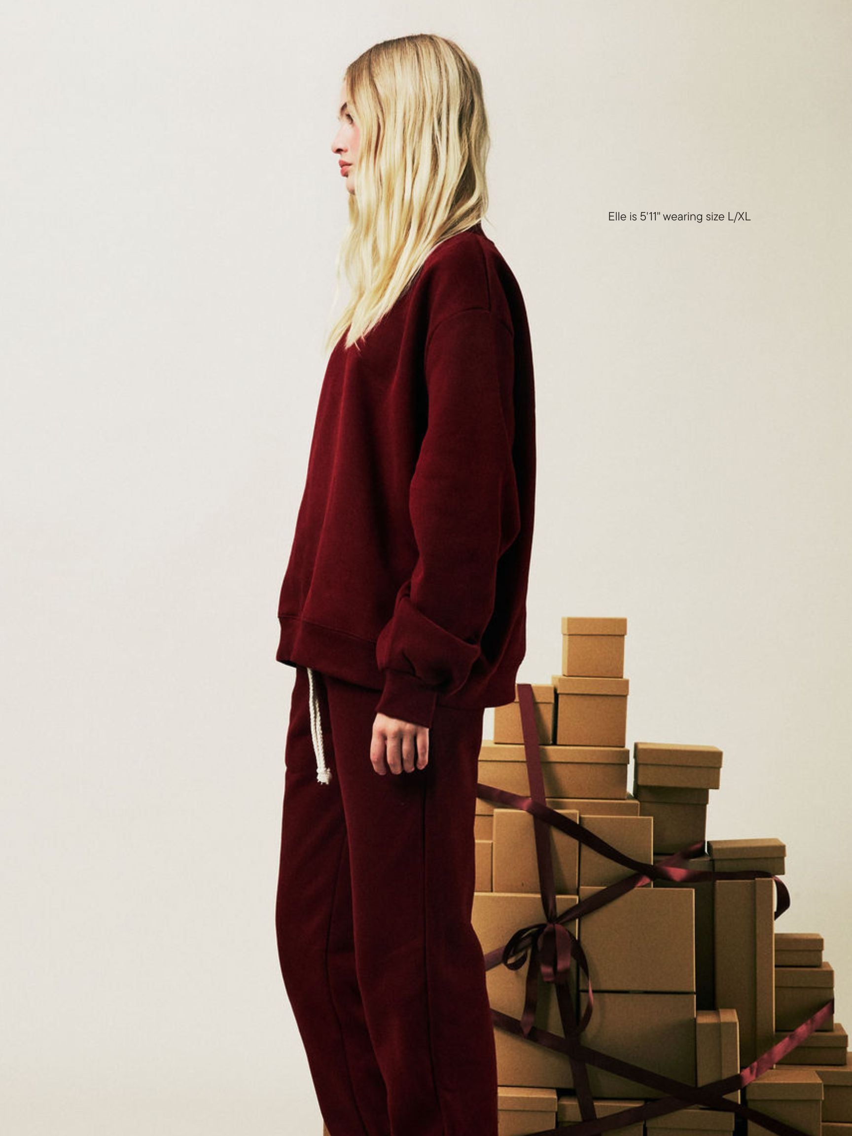 girl wearing Holiday Classic Turtleneck -maroon