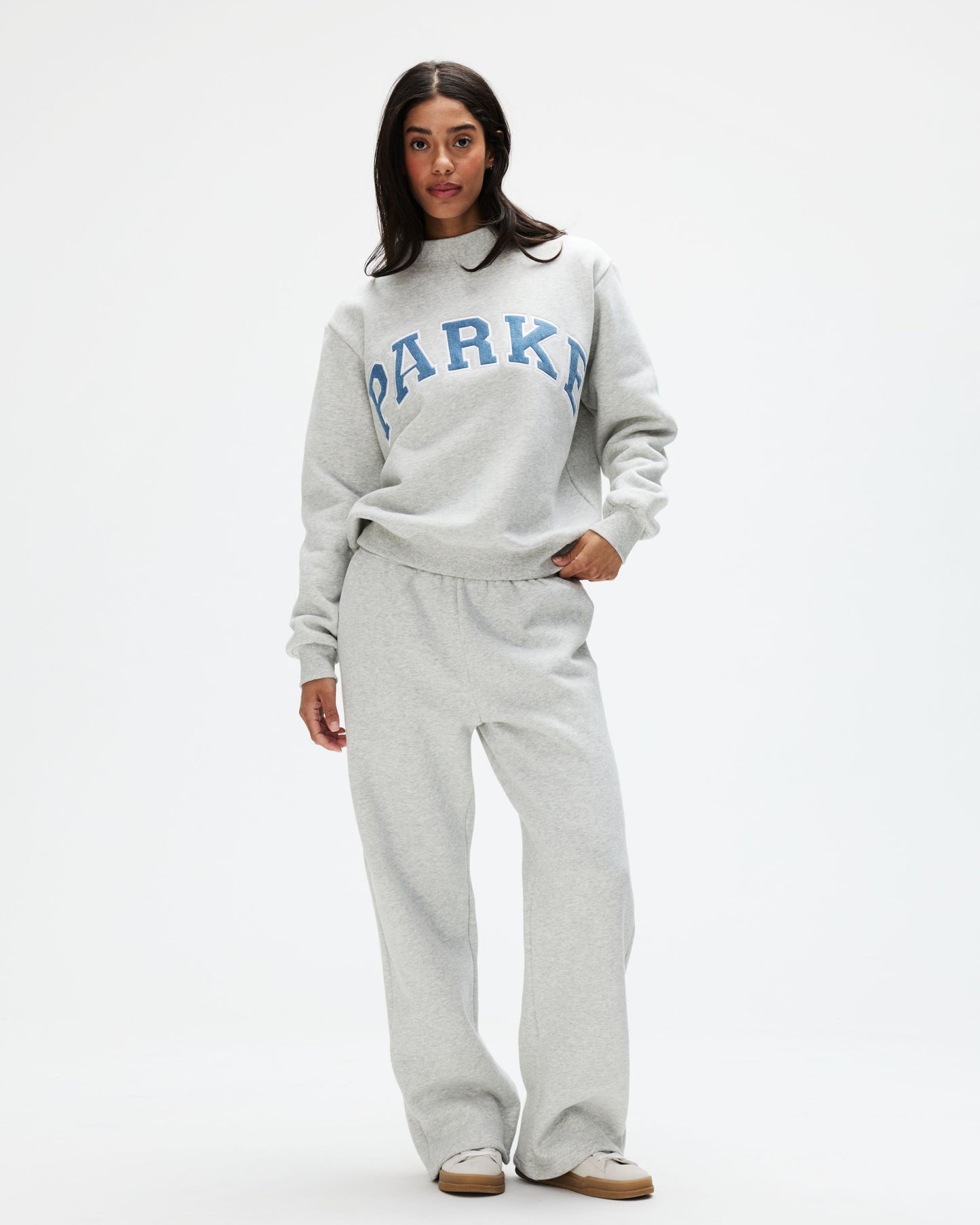 Vintage Denim Varsity Mockneck - Classic Grey + Vintage Denim