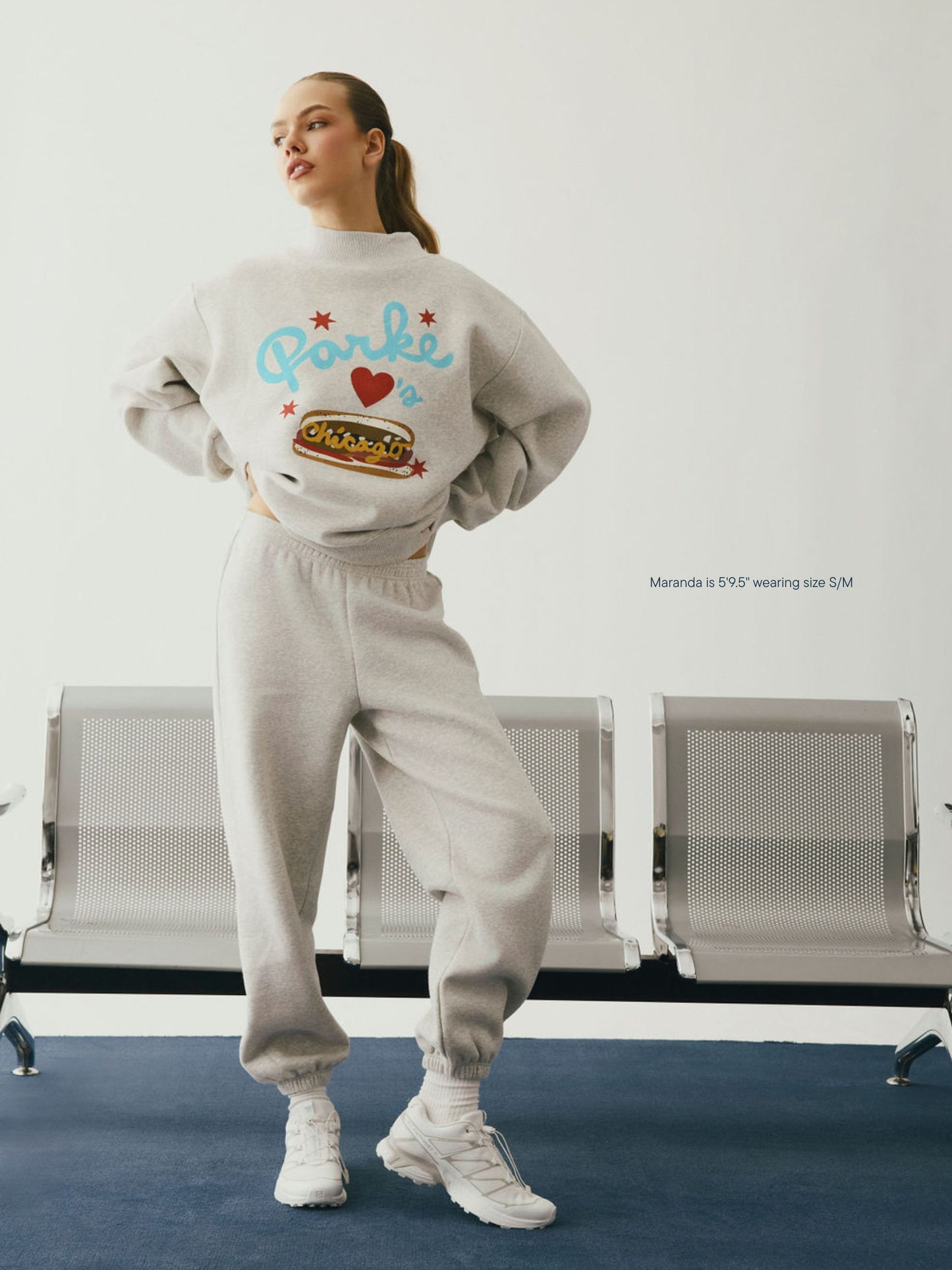 girl wearing Cities Unisex Sweatpants -classic grey