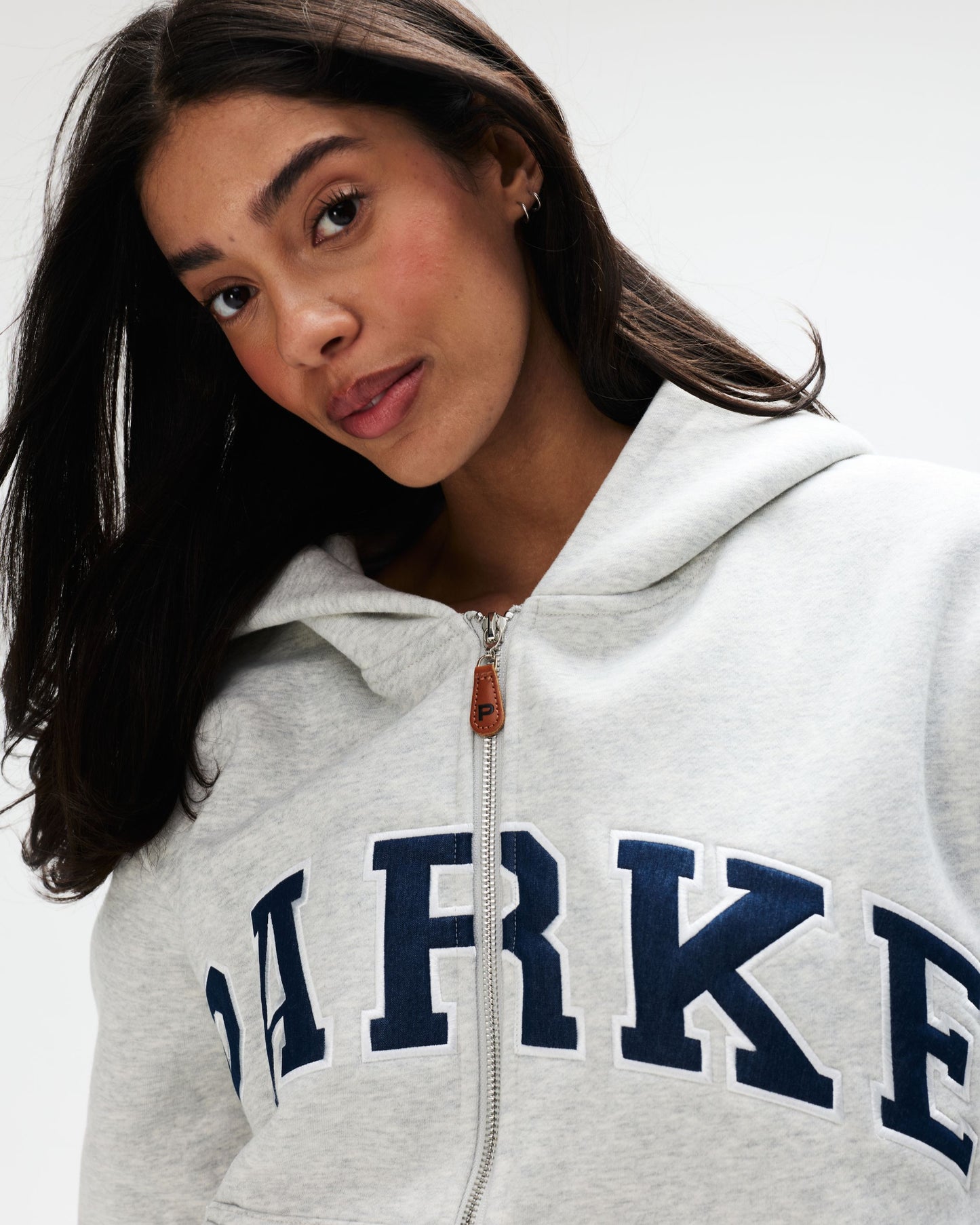 OG Varsity Zip Up Hoodie - Classic Grey + Denim