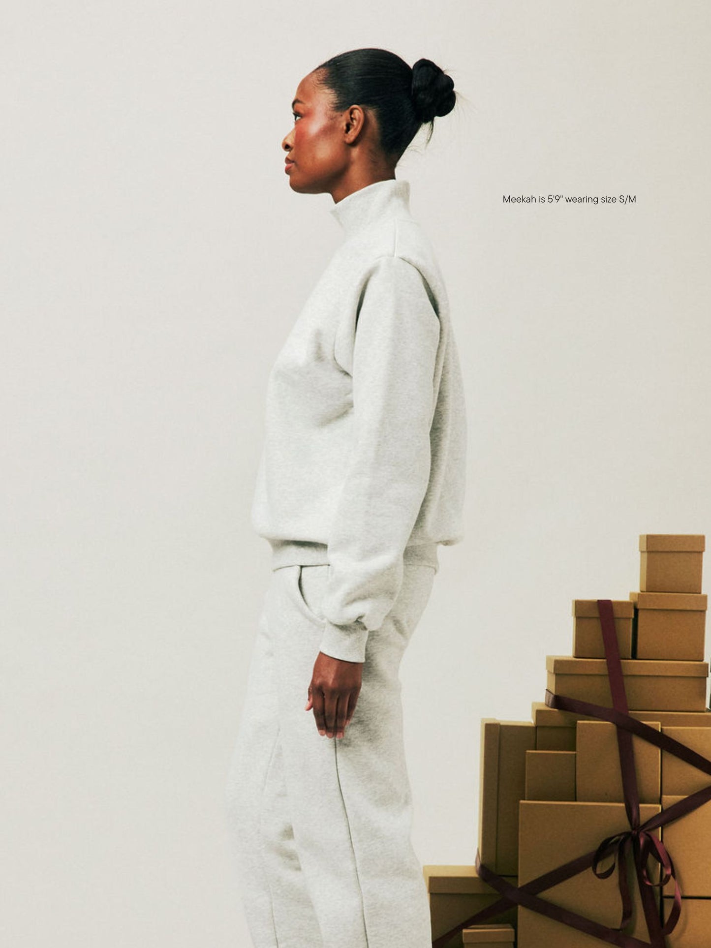 girl wearing Holiday Classic Turtleneck -classic grey