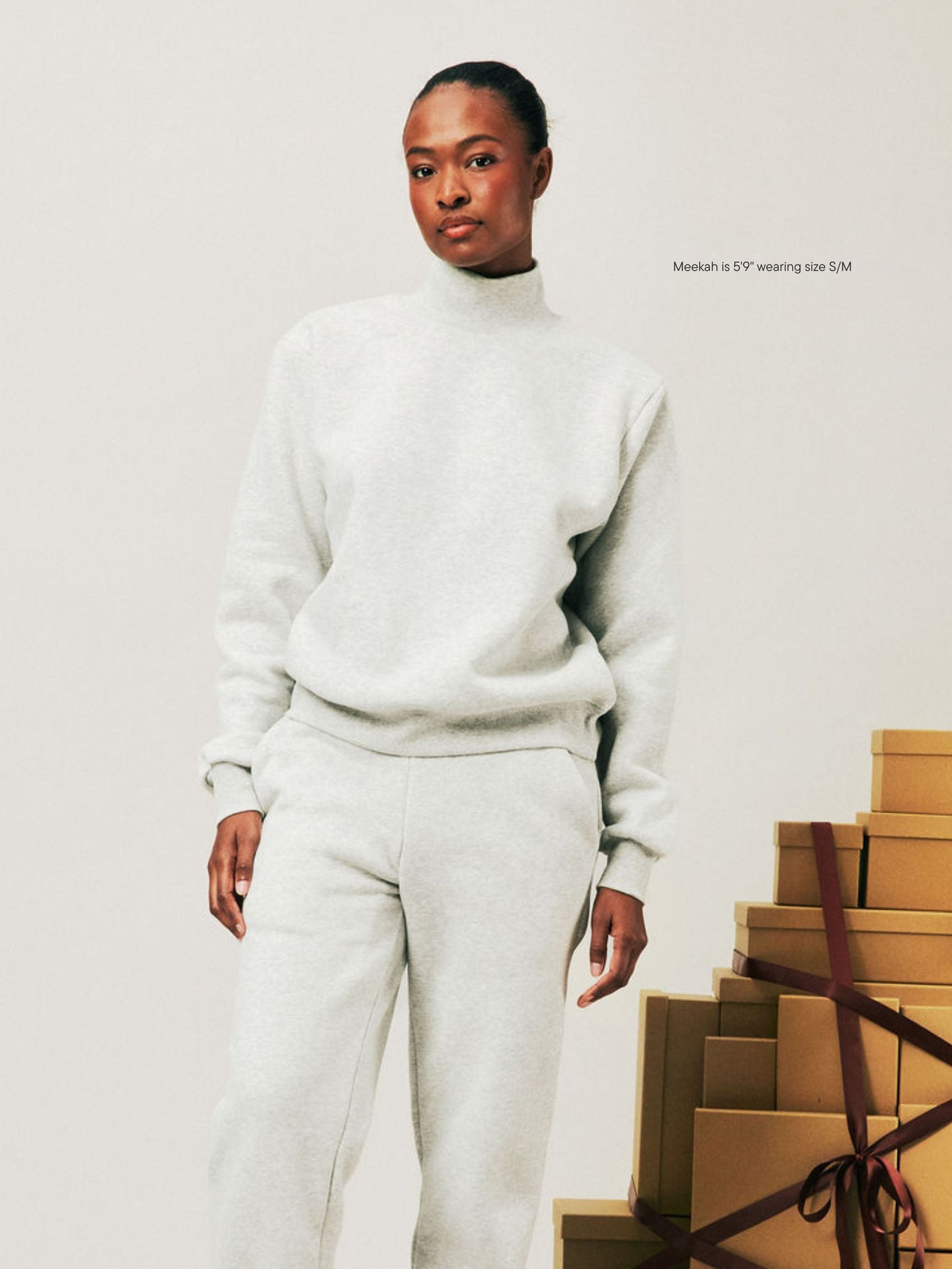 girl wearing Holiday Classic Turtleneck -classic grey
