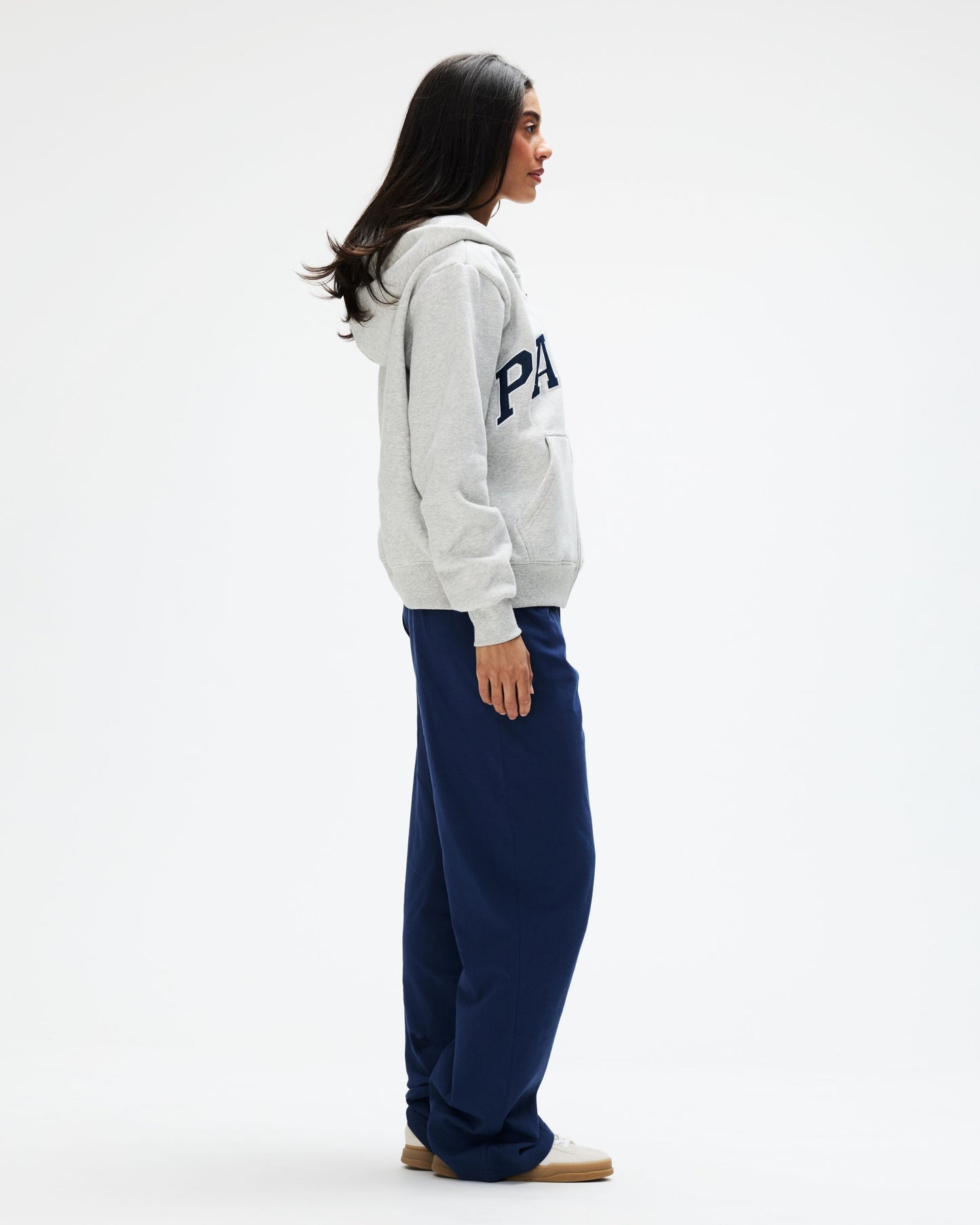 OG Varsity Zip Up Hoodie - Classic Grey + Denim