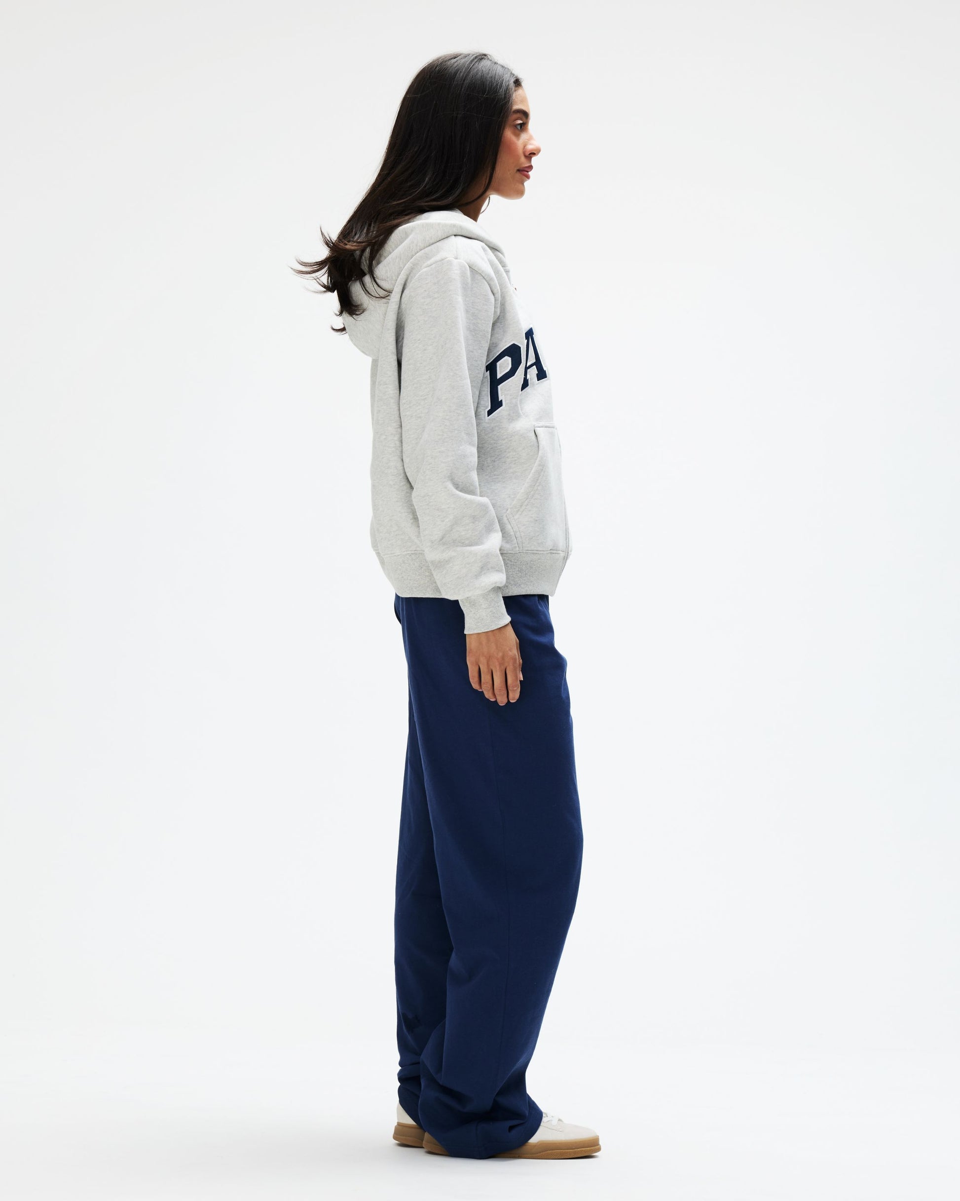 OG Varsity Zip Up Hoodie - Classic Grey + Denim