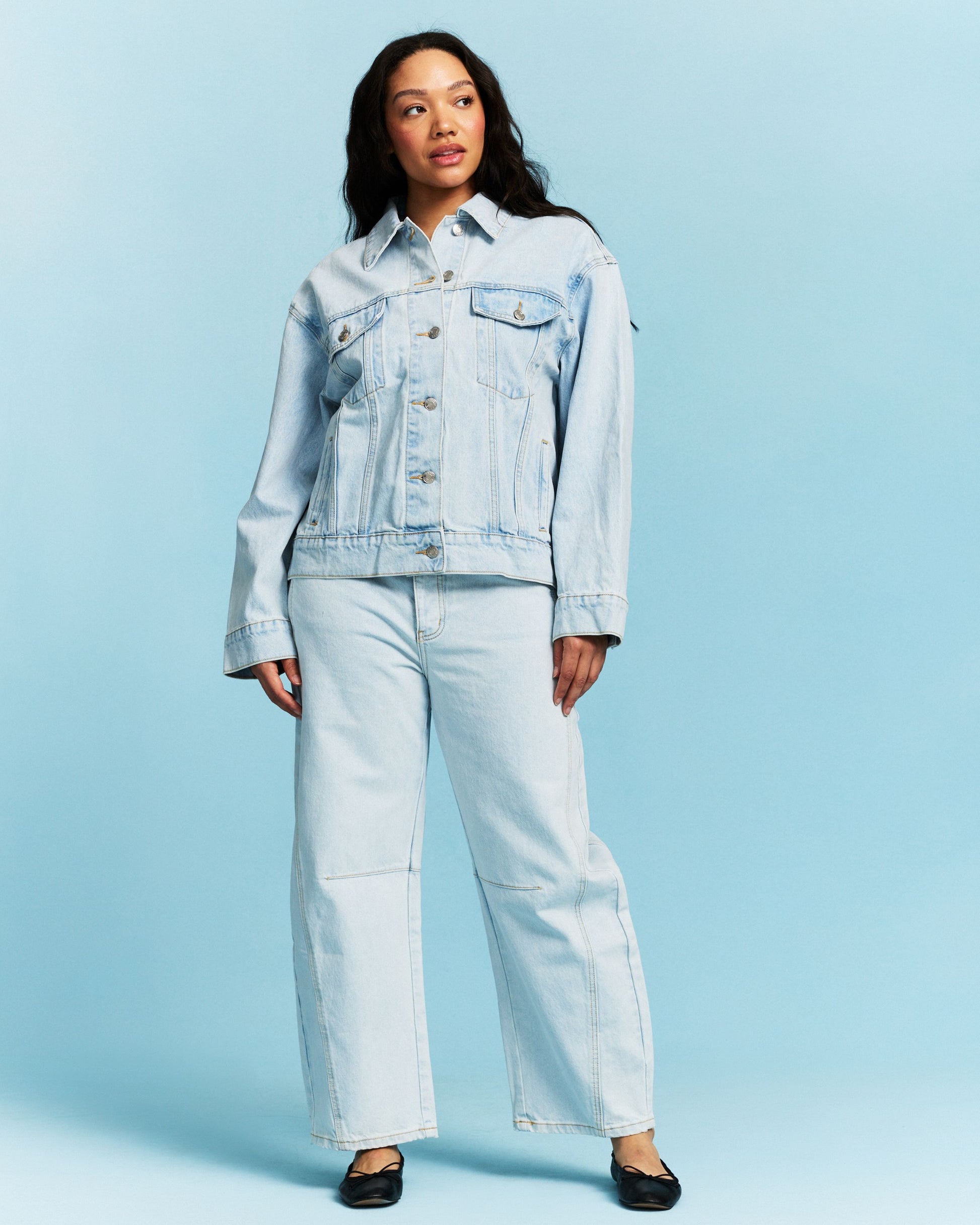 Oversized Denim Jacket - Light Wash PARKE Oversized Denim Jacket - Light Wash PARKE