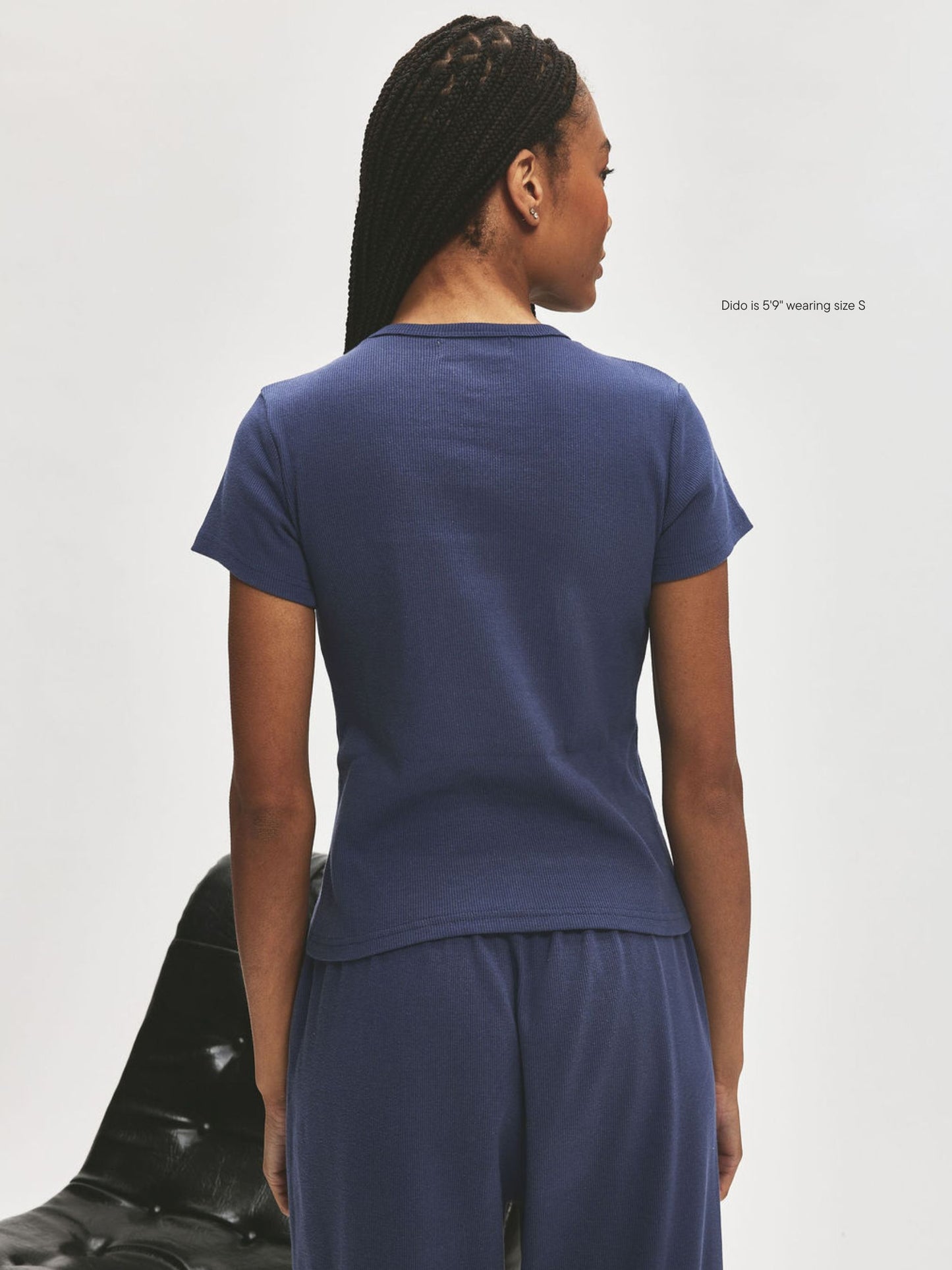 girl wearing Ribbed Short Sleeve T-Shirt -crown