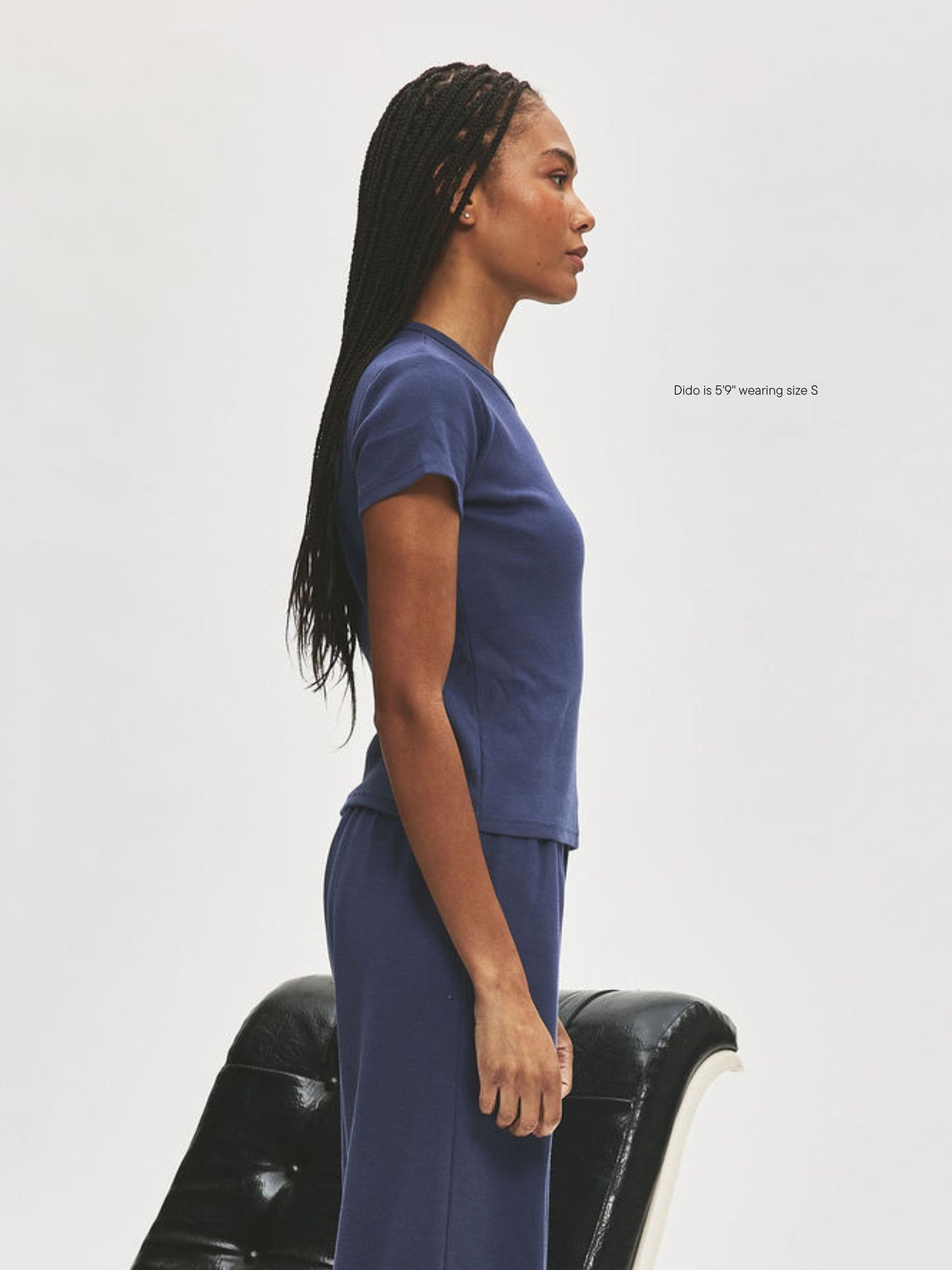 girl wearing Ribbed Short Sleeve T-Shirt -crown