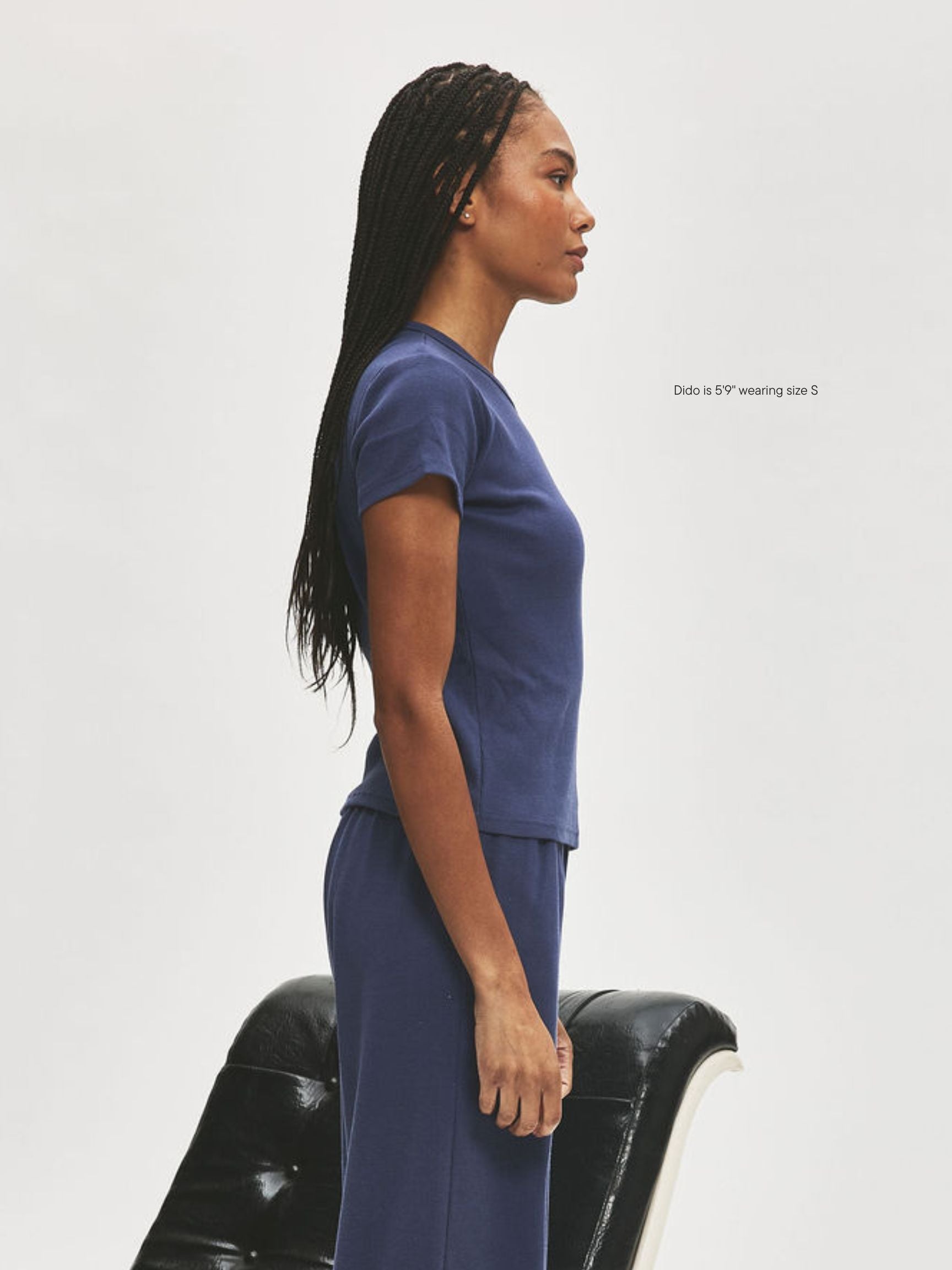 girl wearing Ribbed Short Sleeve T-Shirt -crown