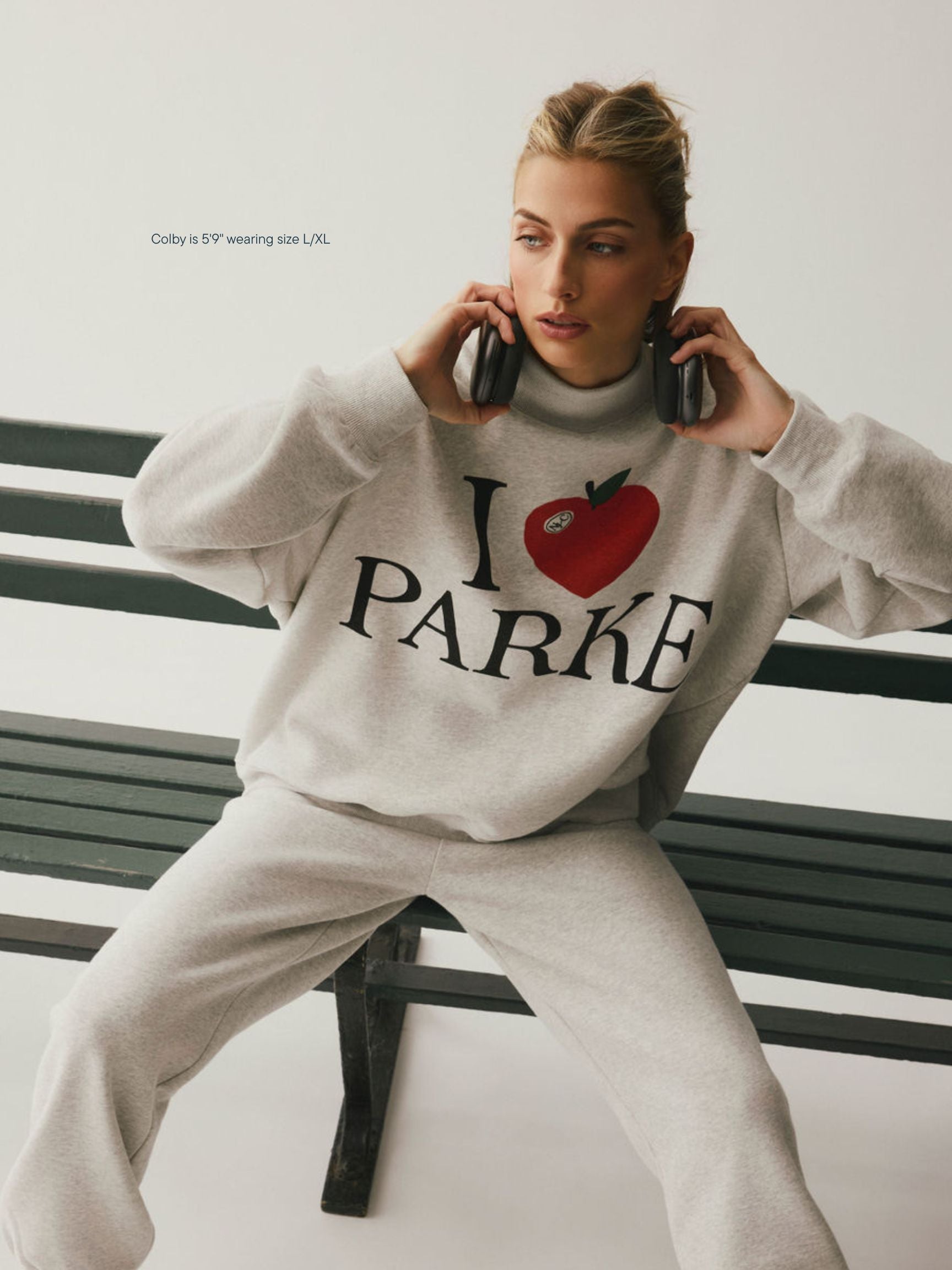 girl wearing Cities Graphic Mockneck -i <3 parke
